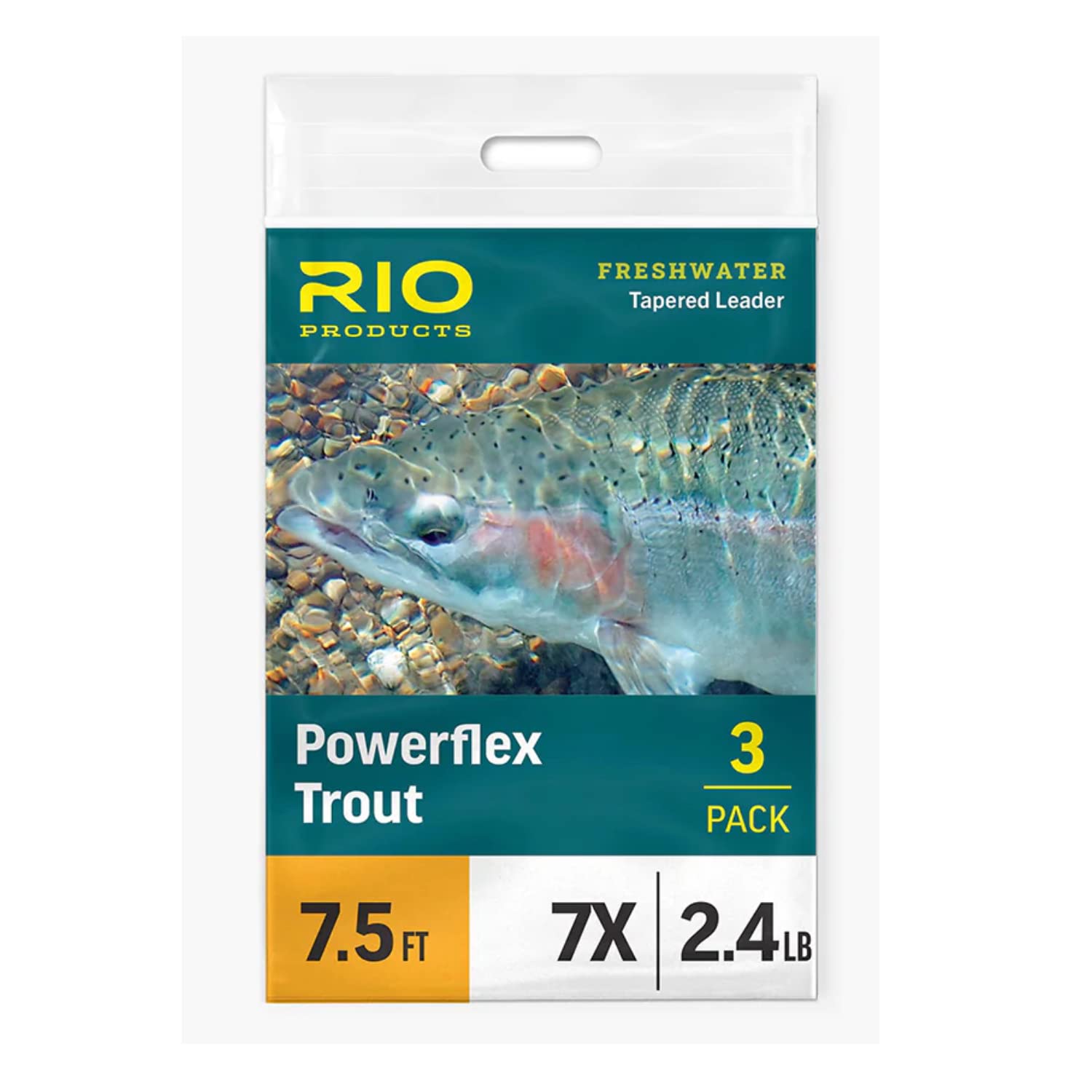 Rio Powerflex Trout Fly Fishing Leaders, 7.5 Foot - 6 Pack 7.5ft - 3X - 6  Pack