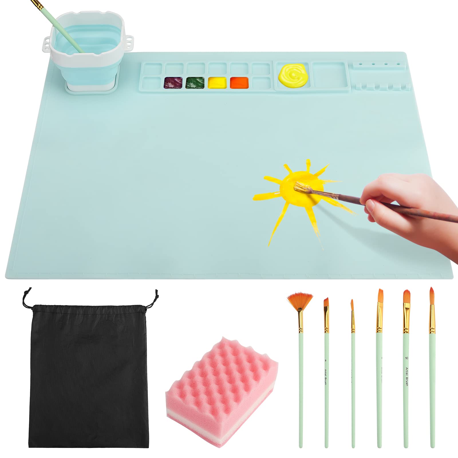 Atrusu Silicone Craft Mat Silicone Mats for Crafts 20X16 Inch Nonstick Silicone  Artist Mat with Cup
