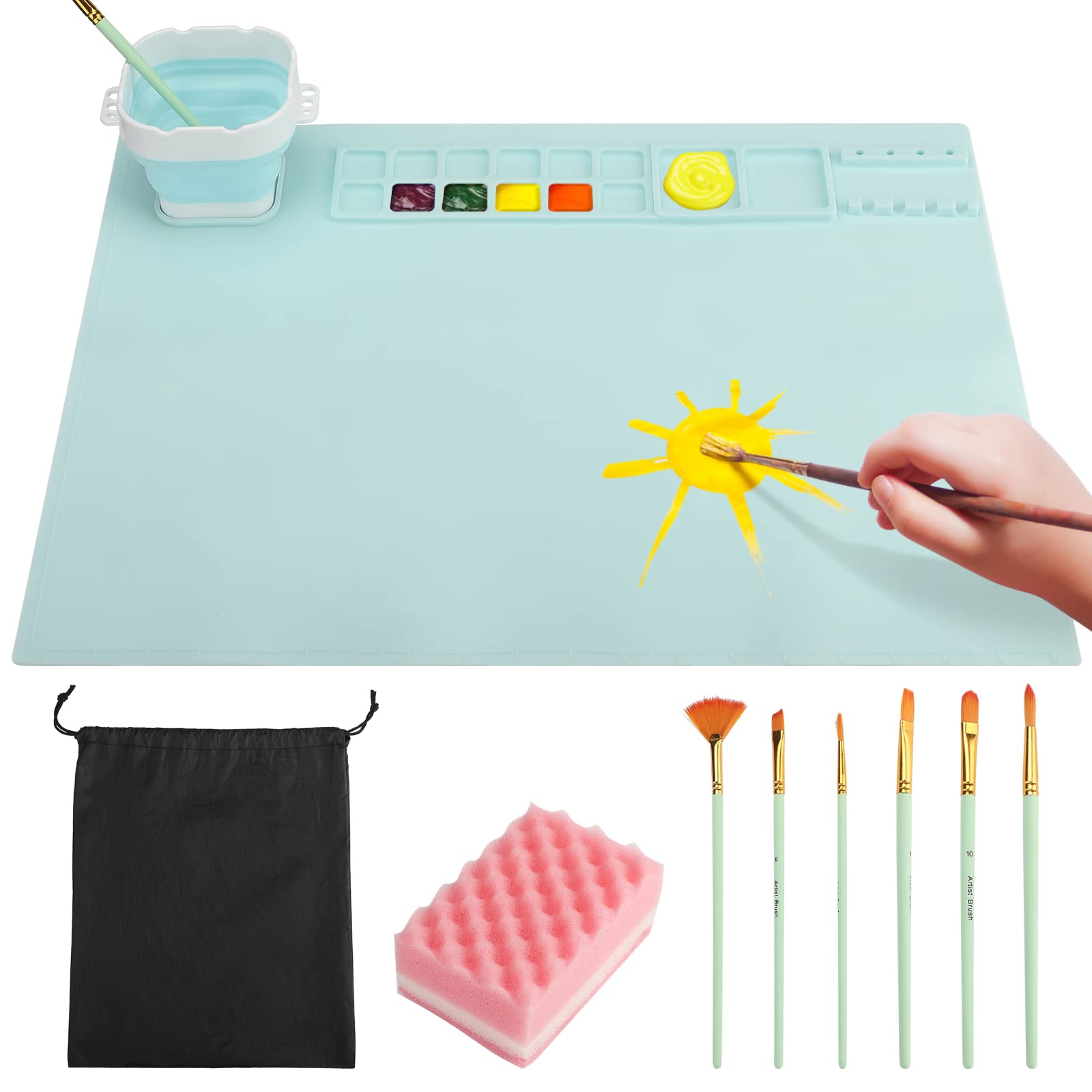 Atrusu Silicone Craft Mat Silicone Mats for Crafts 20X16 Inch Nonstick  Silicone Artist Mat with Cup