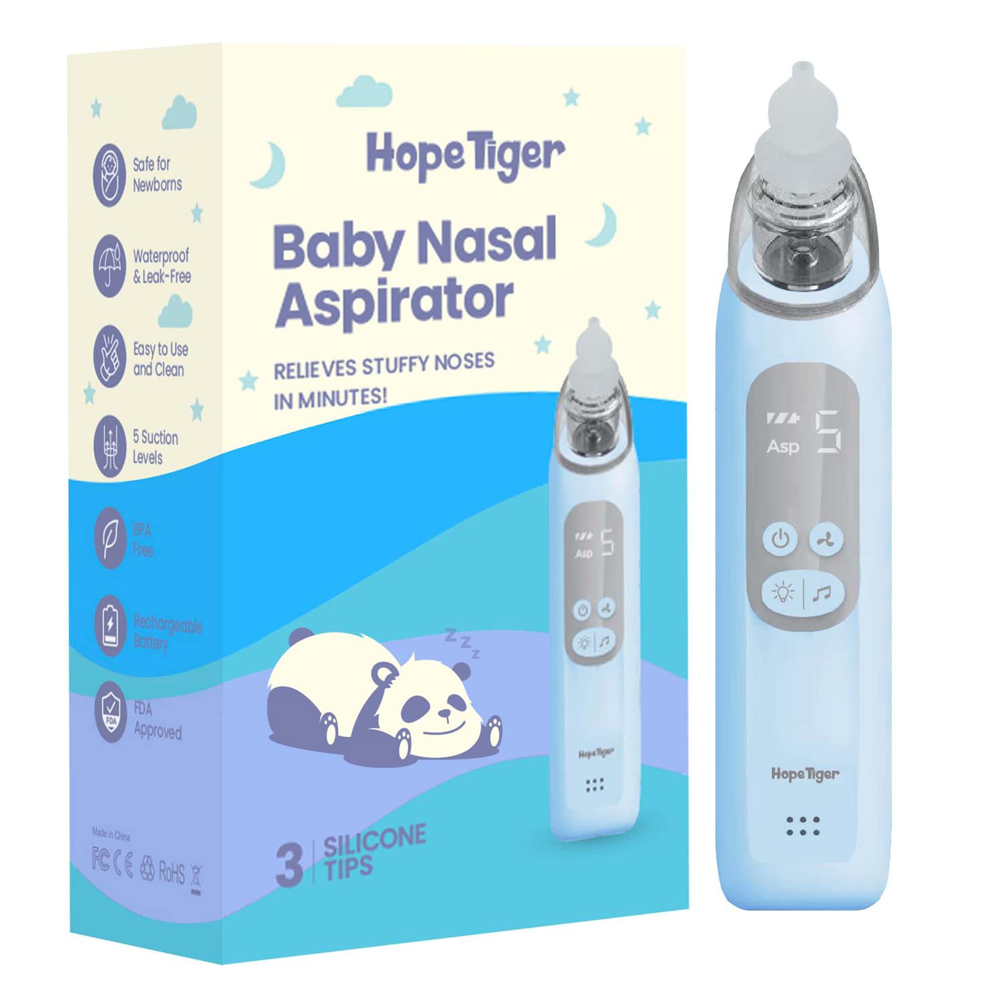 Nasal Aspirator for Baby, Electric Nose Booger Sucker Automatic Nose  Cleaner USB Rechargeable W/ 3 Silicone Tips, 5 Suctions Power, Music &  Colorful