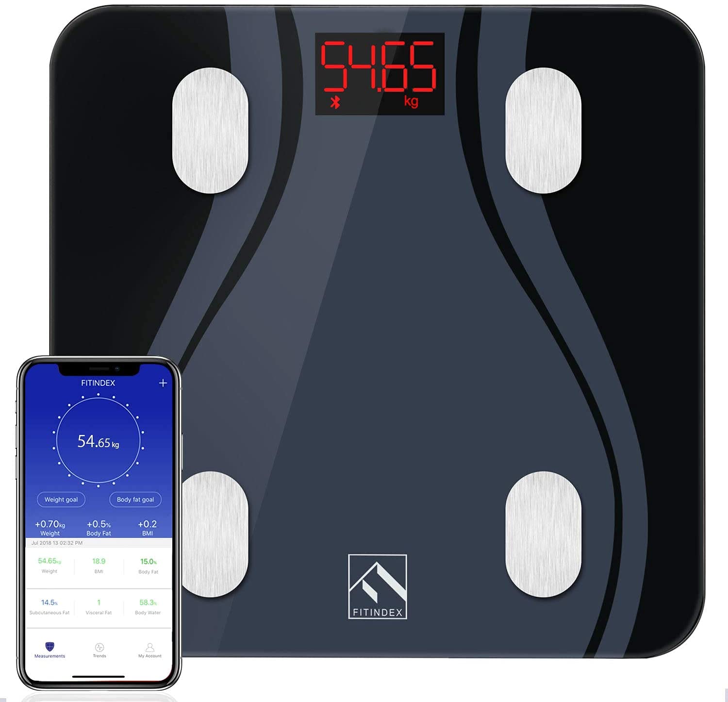 FITINDEX Bluetooth Body Fat Scale, Smart Digital Weight Scale