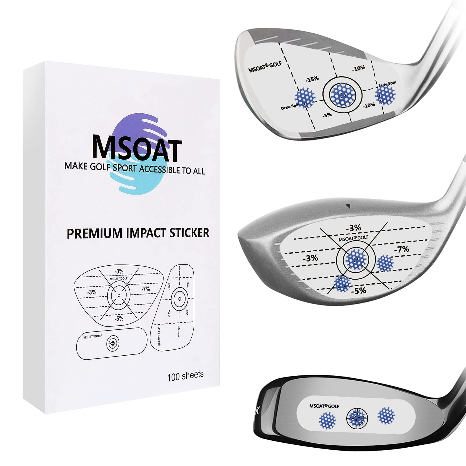 MSOAT 300 pièces/ 120pièces Golf Impact Tape, Marqué étiquettes Labels pour  Fers Wood Driver Putter, Impact Tape Etiquettes de Entraînement Golf Swing
