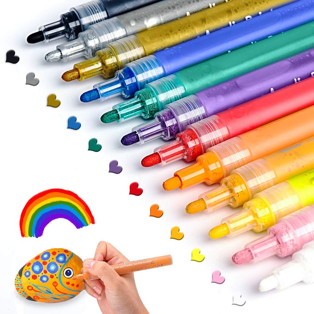 36 Colors Paint Pens Paint Markers,Extra Fine Tip Point Acrylic Paint Pens  For Rock Painting, Canvas, Wood, Glass, Ceramic, Fabric, acrylic paint  markers set for Painting Supplies, Craft Supplies : : Home