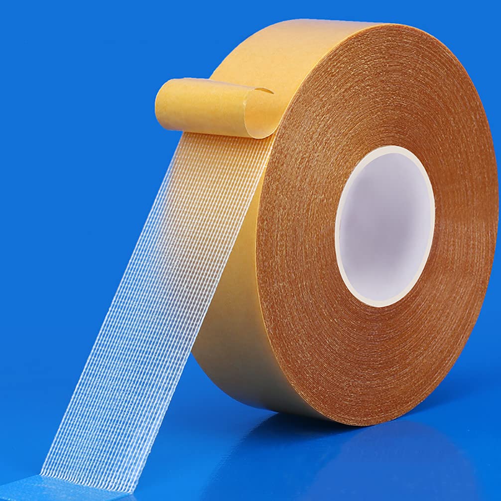Tuocalo Double-Sided Fabric Tape Heavy Duty 1.18inx66FT(20m) Super Sticky  Clear Tape Strong Wall