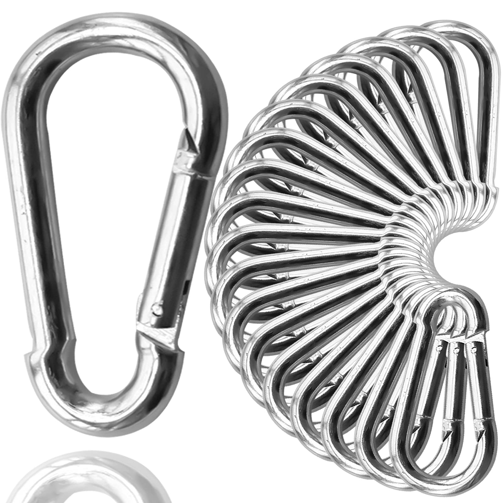 30Pack Heavy Duty Spring Snap Hooks 4Inch, 3/8 Carabiner Clips for Swing,  Large Steel Chain