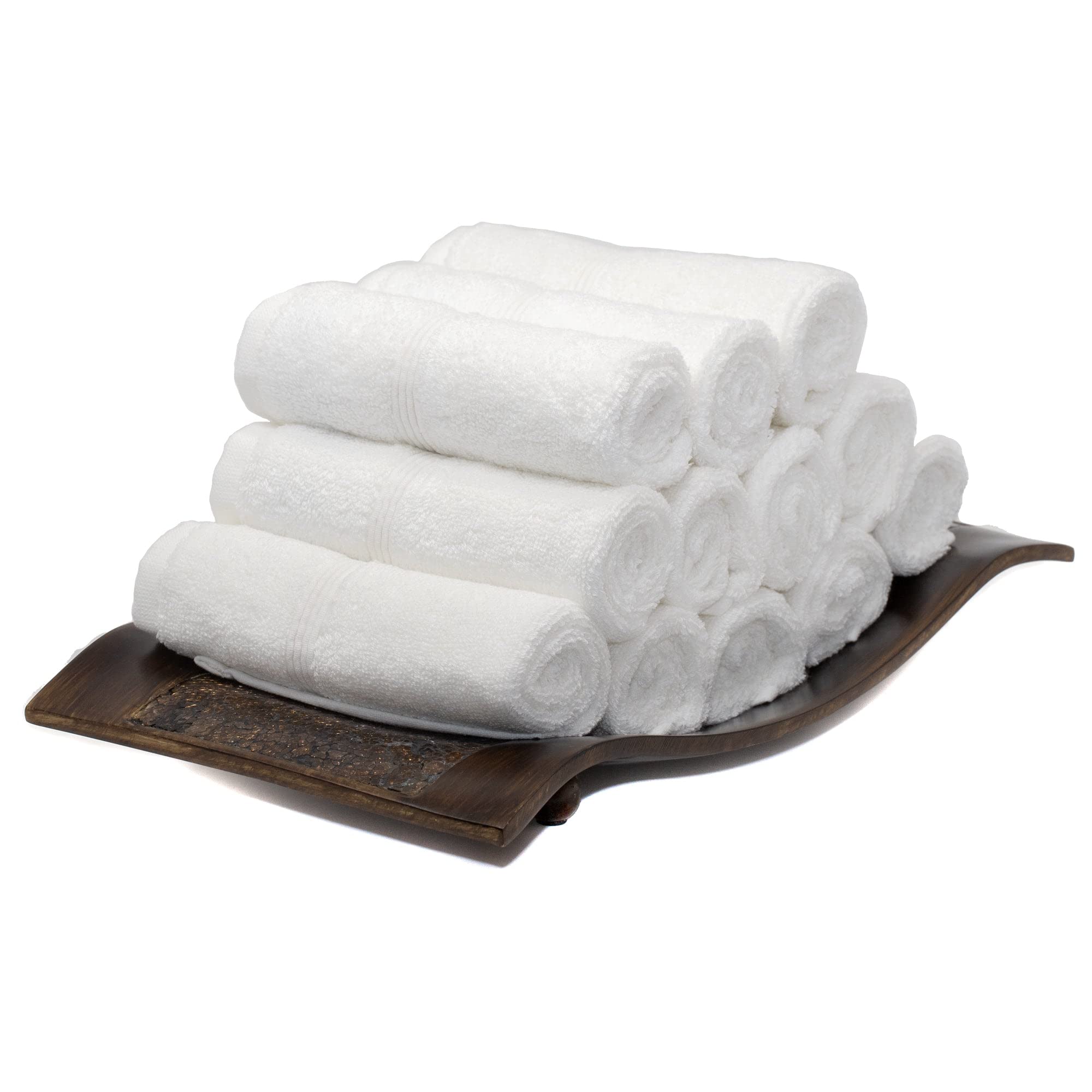 Mosobam 700 GSM Hotel Luxury Bamboo Viscose-Cotton Washcloths 13X13 Set of  12 White Turkish Baby