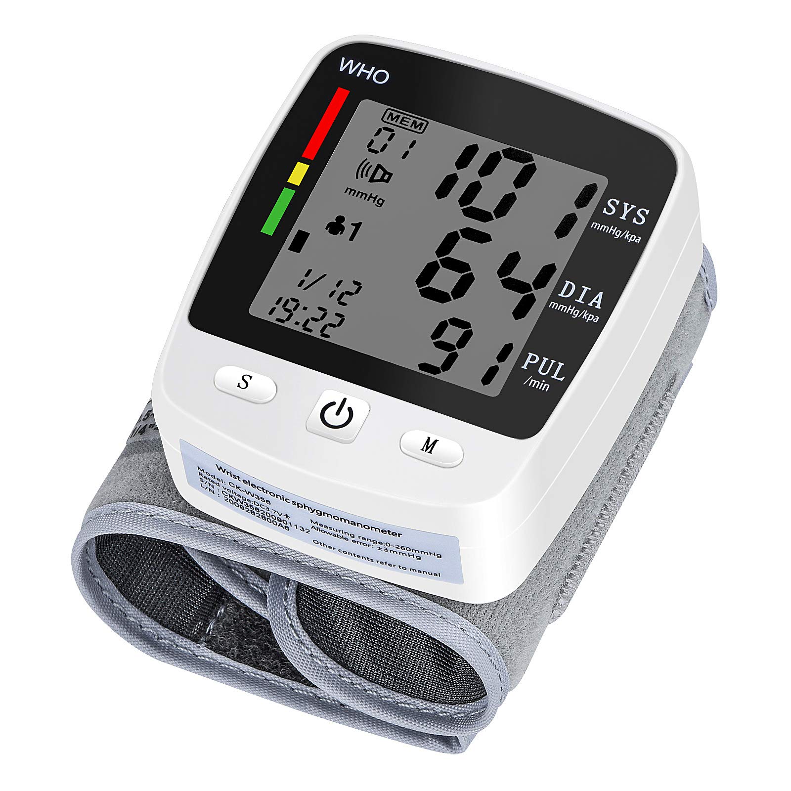 Portable Wrist Blood Pressure Monitor Voice Automatic Digital