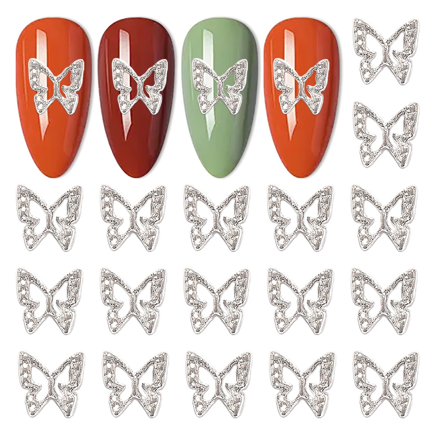  DANNEASY 12pcs Butterfly Nail Charms 3D Gold Silver