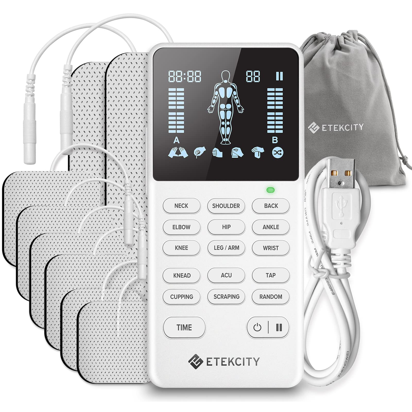 Etekcity TENS Unit Muscle Stimulator Machine with Replacement Pads for Pain  Relief Multi-Modes, FSA HSA Approved Products, FDA Cleared 4 Channels