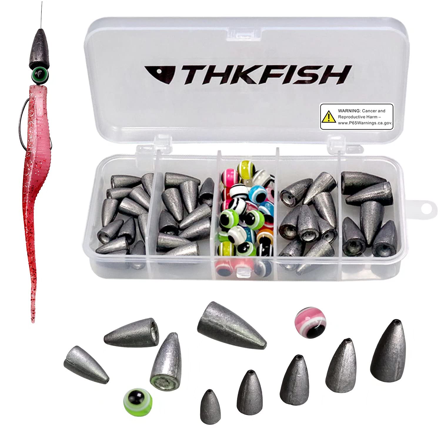 THKFISH Fishing Weights Sinkers Fishing Beads Bullet Sinkers Carolina Rig  Texas Rig Kit Fishing Accessories Kit