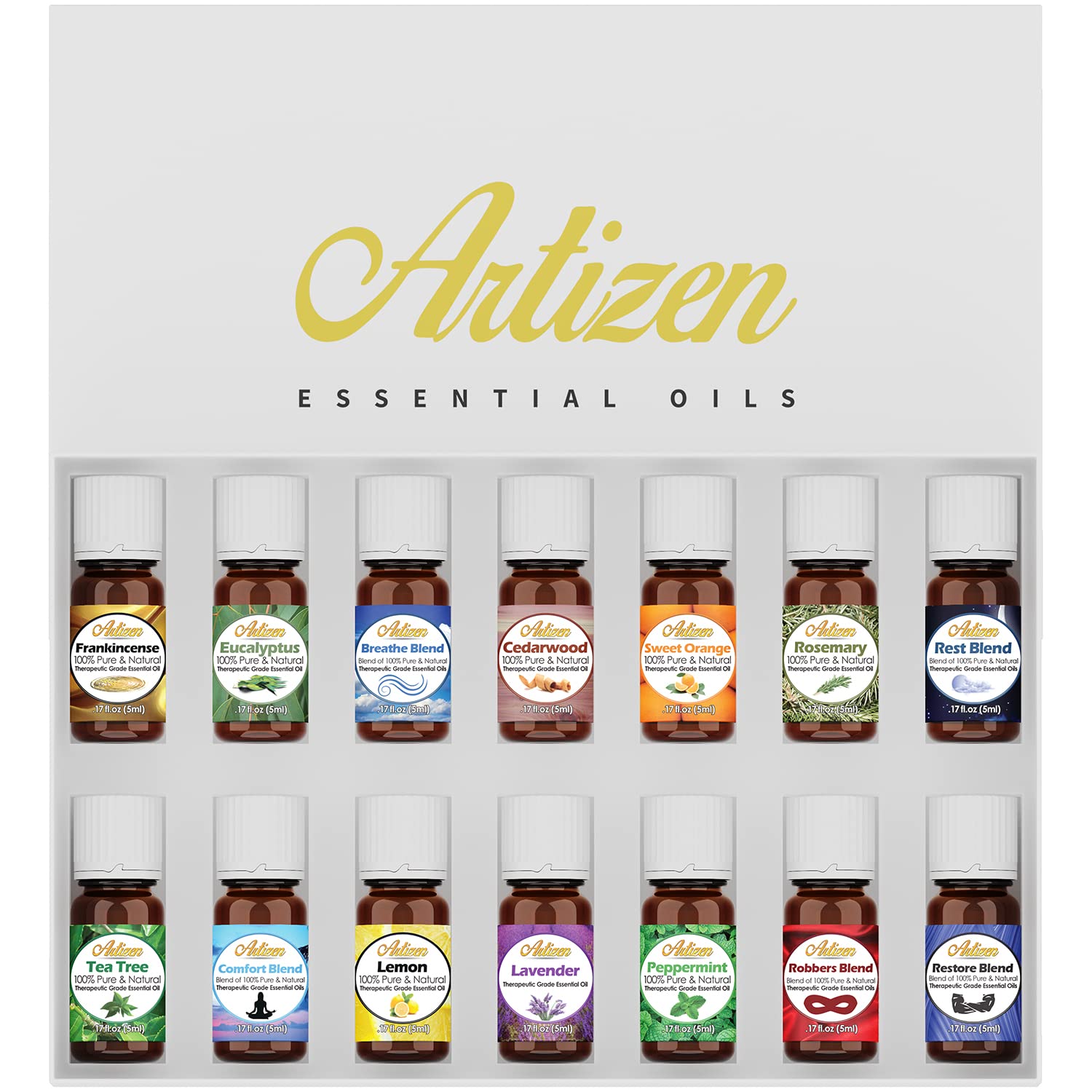Artizen Top 14 Essential Oil Set for Diffuser, Aromatherapy and Candle  Making - Fall Holiday Fragrance Scents