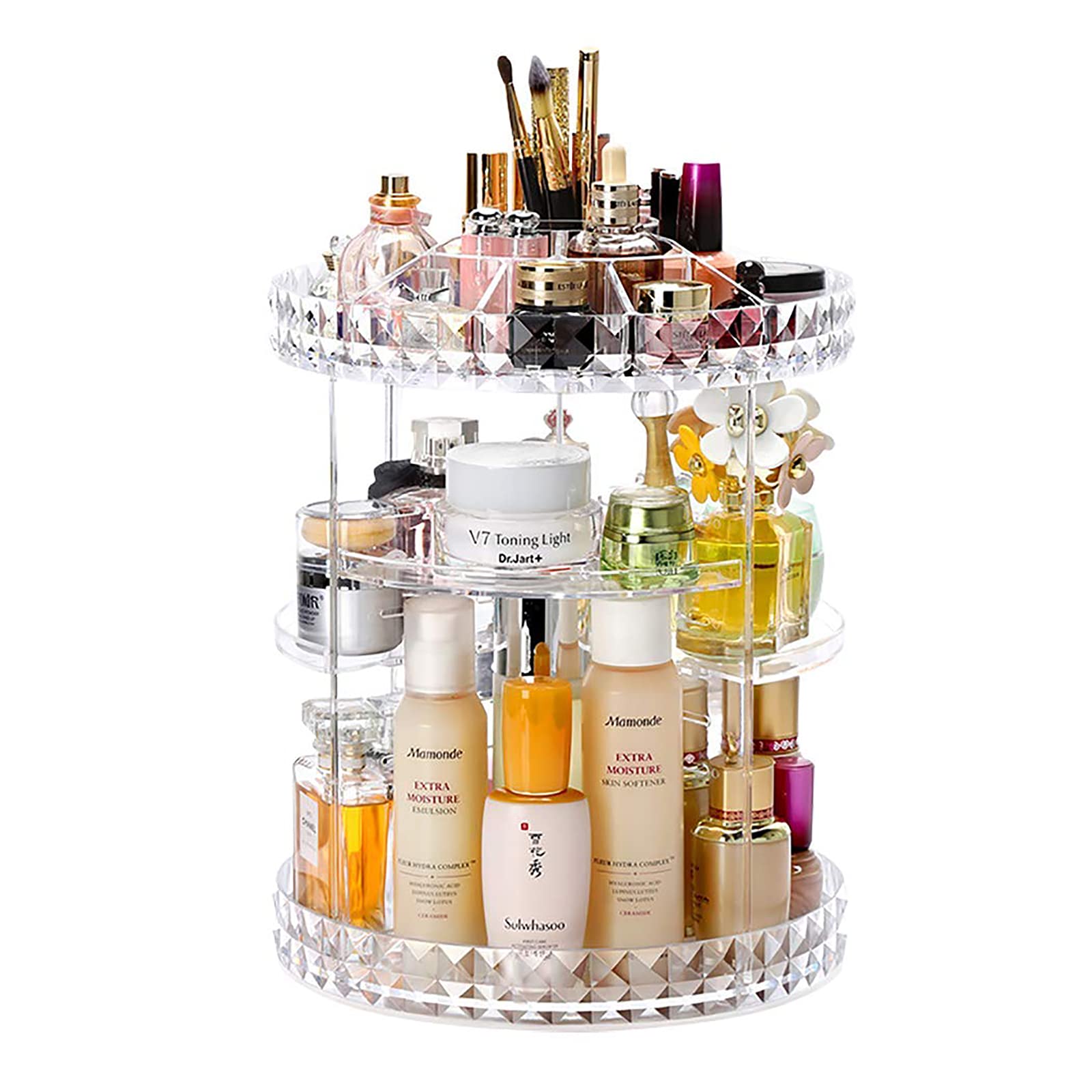 HOSEN Acrylic Rotation Makeup Organizer,Perfume and Skincare Organizer, Dresser  Cosmetic Storage, Spinning Bathroom Make Up Holder Countertop For Lipstick  and skin care Clear