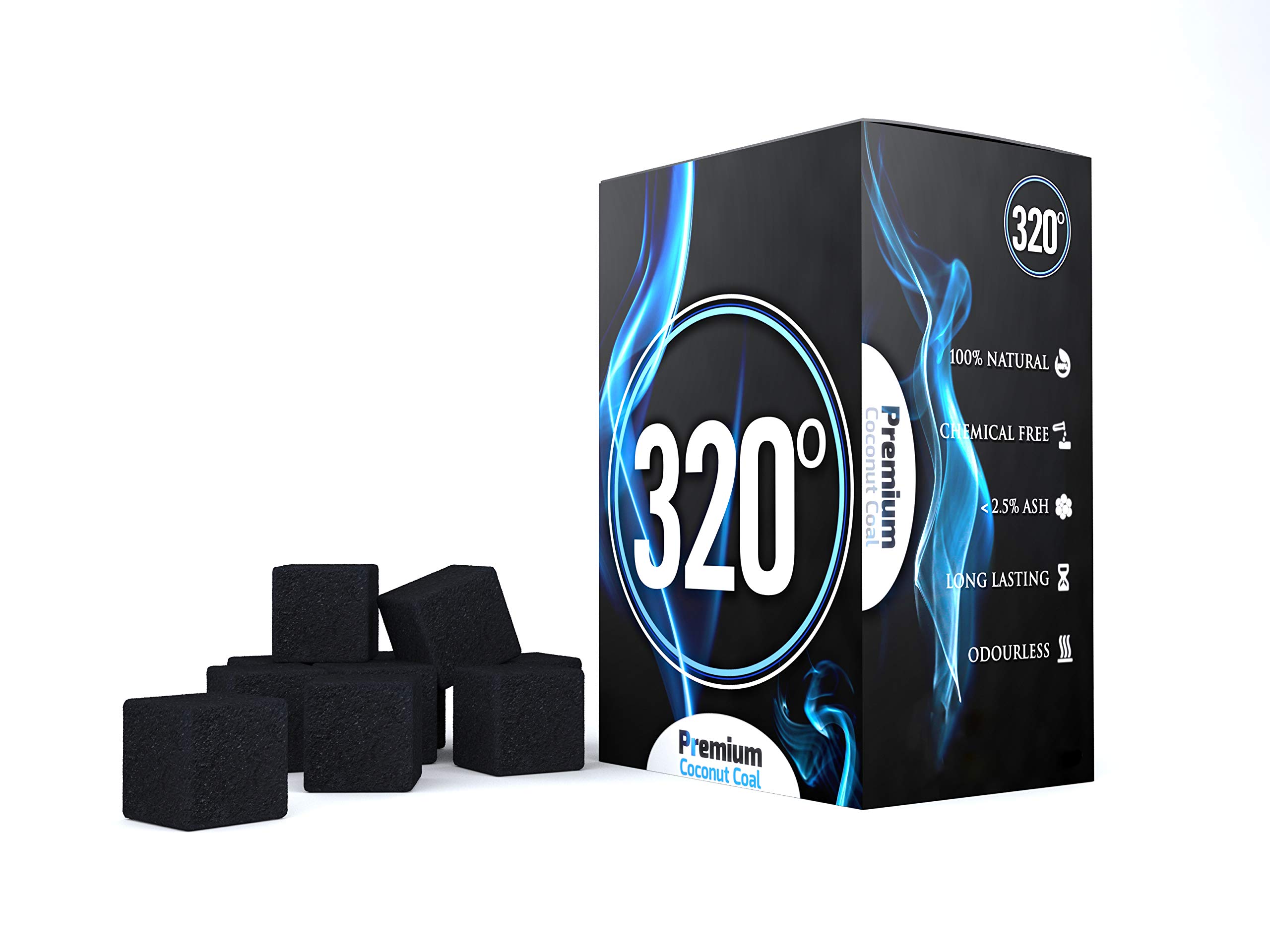 320 Premium Hookah Charcoal Coconut Coal (25mm Cubes) for Hookah Shisha