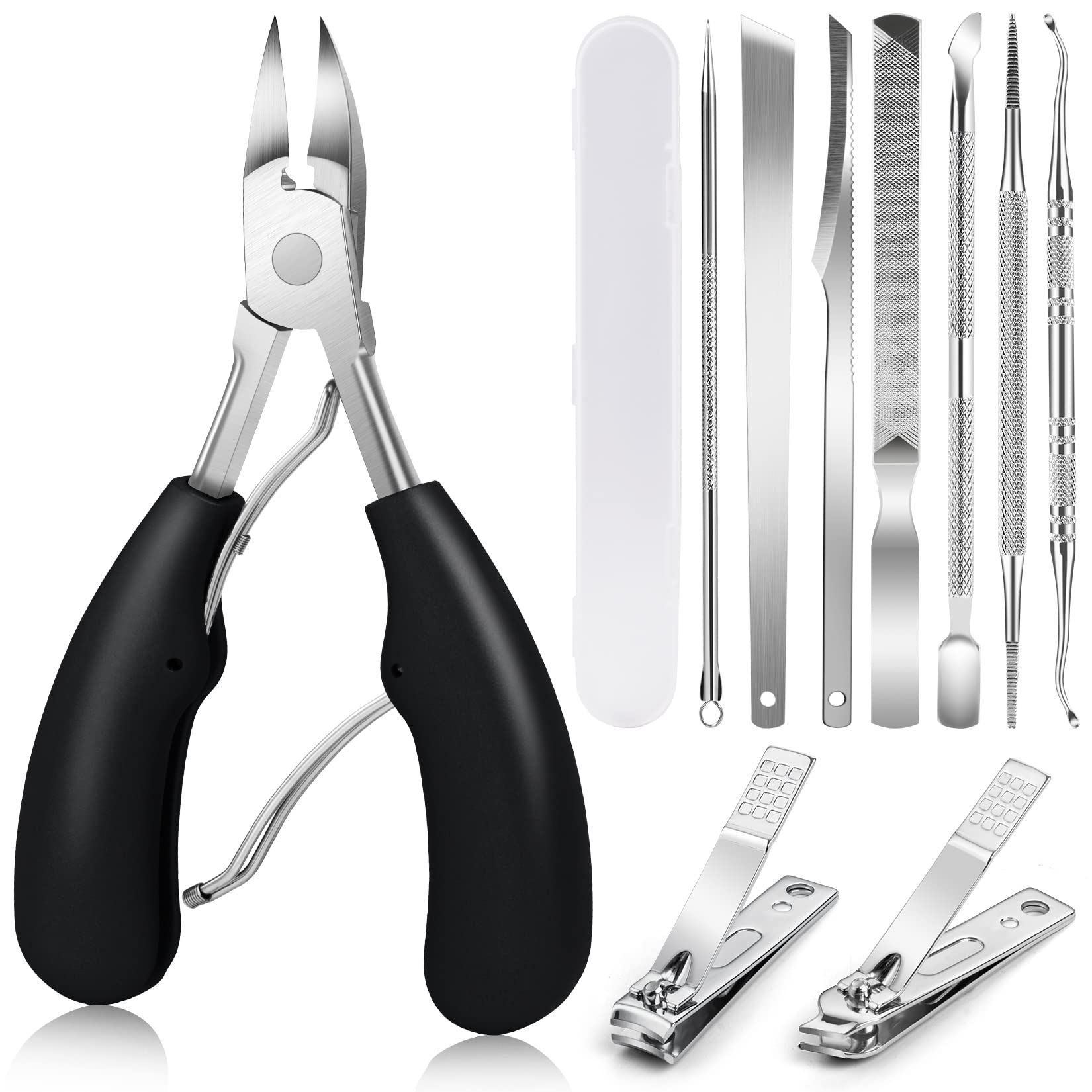FERYES Toenail Clippers for Thick, Ingrown Toenails - Large Handle Toenail  Cutters, Ingrown Tools 4R13 Stainless Steel Nail Clippers - Black