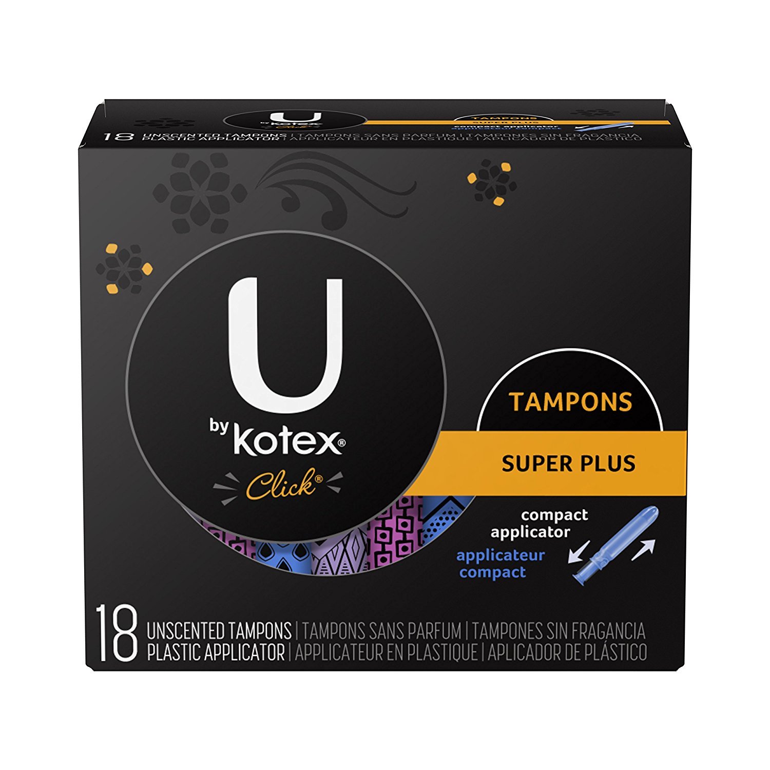 U by Kotex Click Compact Tampons Super Plus Absorbency Unscented 18 Count