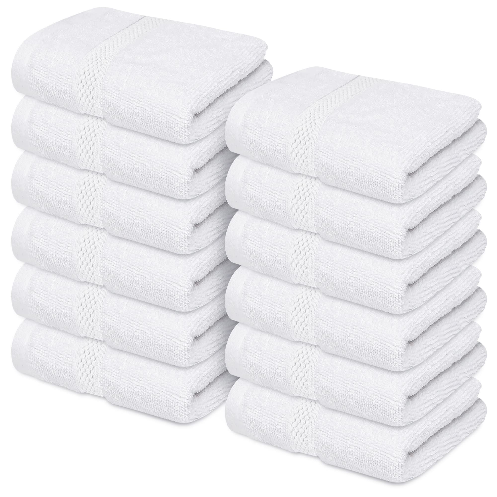 Infinitee Xclusives Premium White Washcloths Set Pack of 12, 13x13