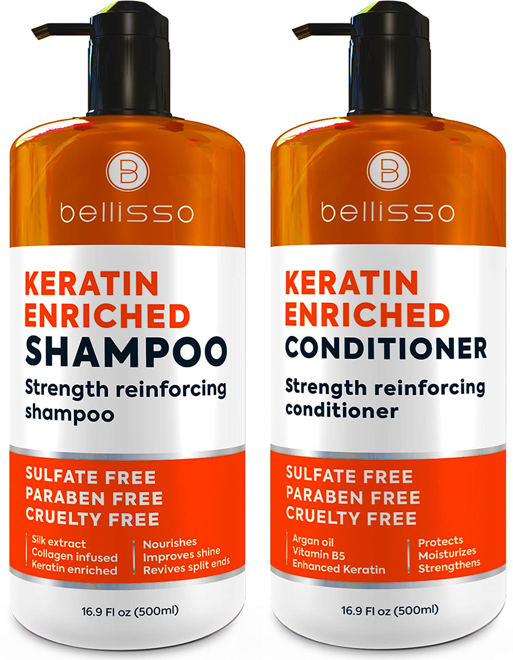 Keratin Shampoo and Set - Sulfate Free Deep with Morrocan Argan Oil - Anti for