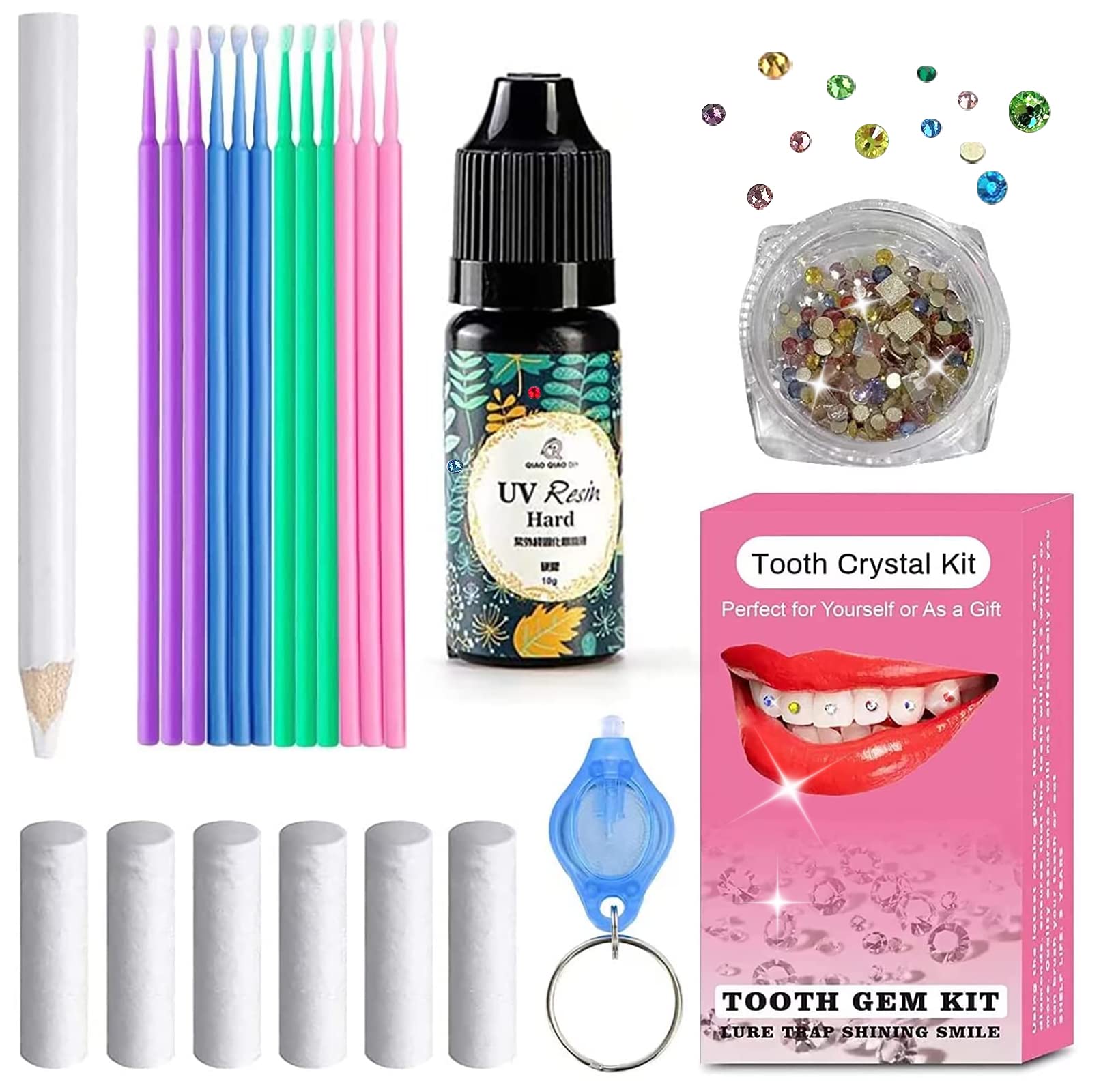 Professional Diy Tooth Gem Kit With Curing Light And Glue, Crystals Jewelry  Kit, Teeth Gems Kit With Glue And Crystals, Great Tooth Jewelry Gems Kit F