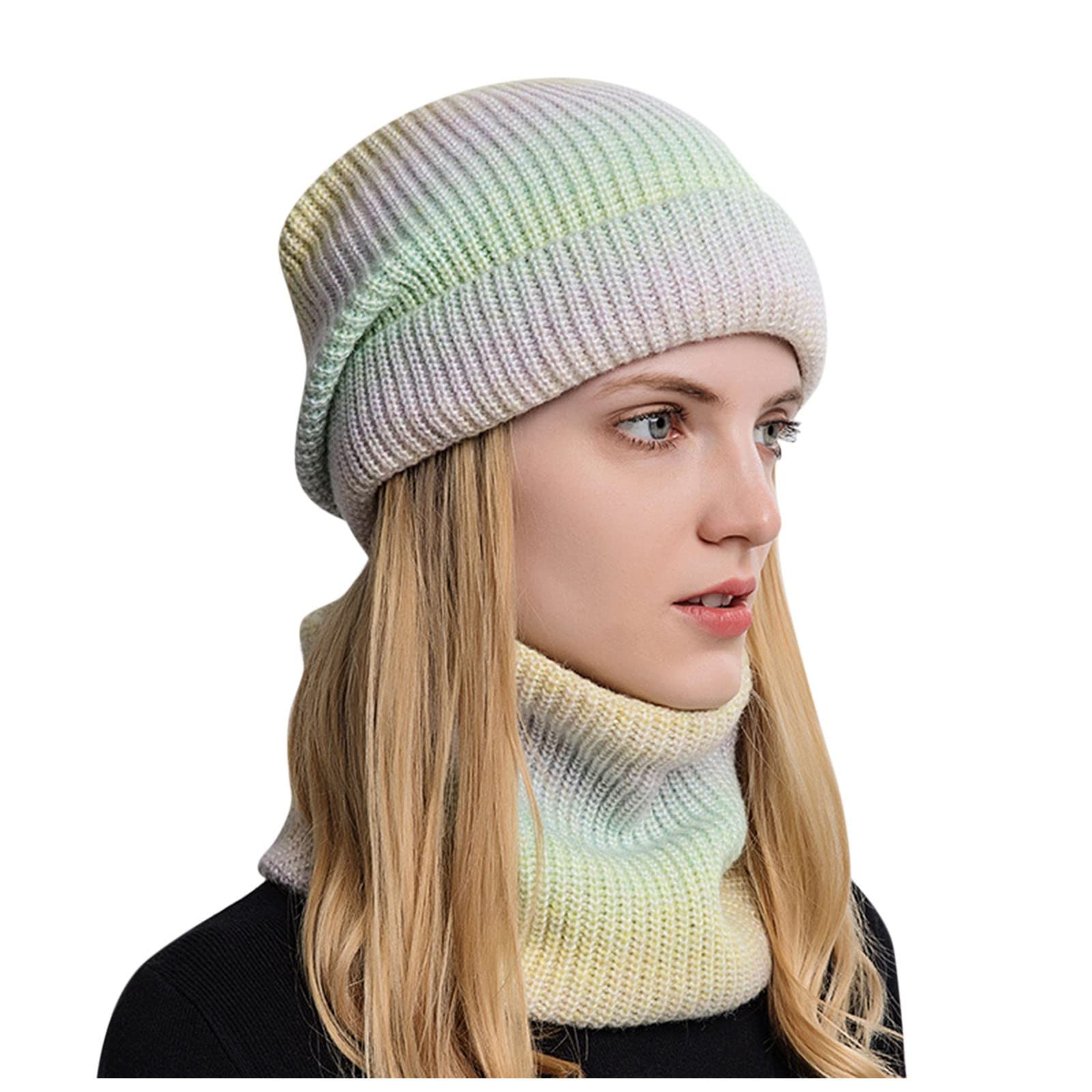 Thermal Womens Knitting Flocking Hat Scarf Winter Add Warm Hat