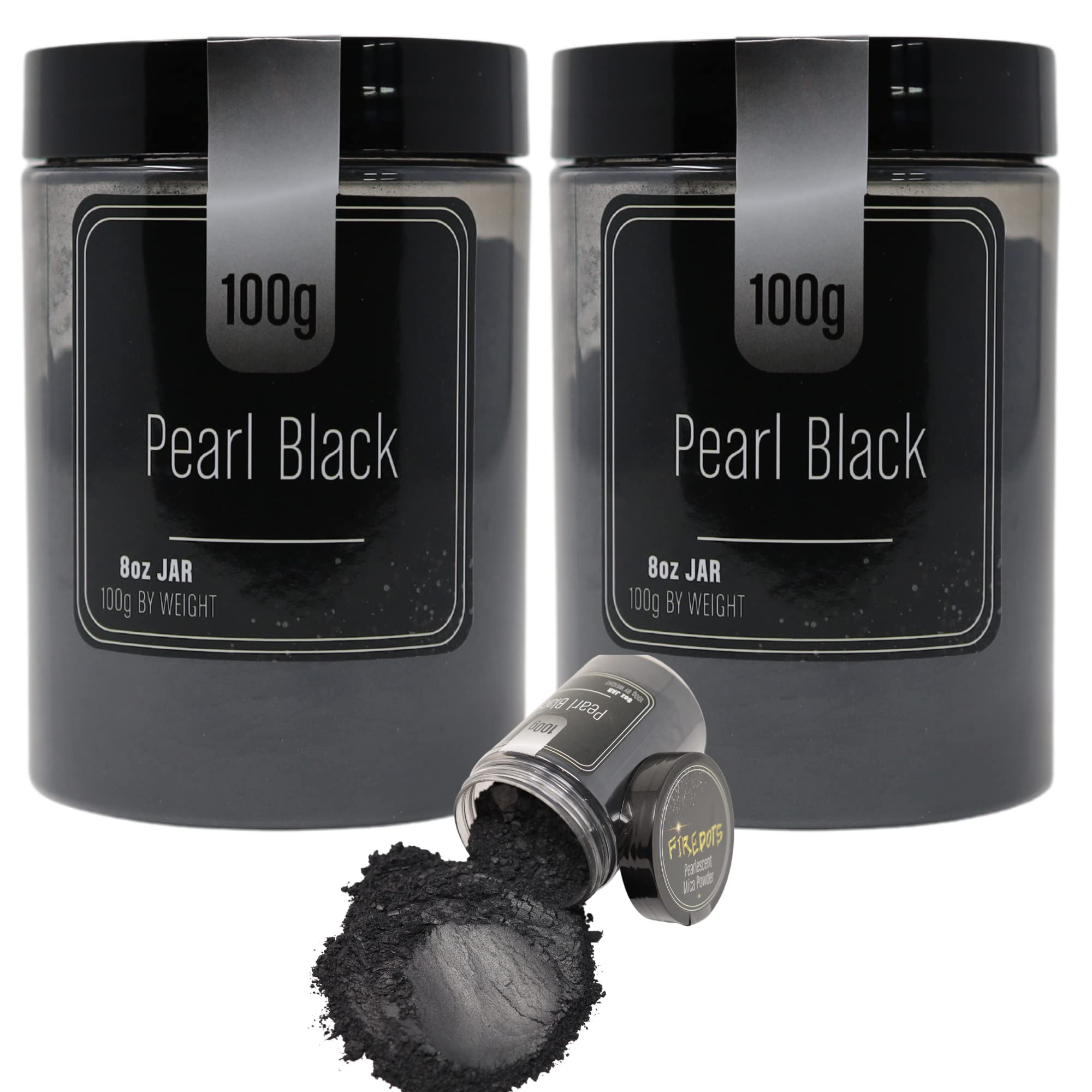 FIREDOTS Black Mica Powder for Epoxy Resin 200g of Pearl Black