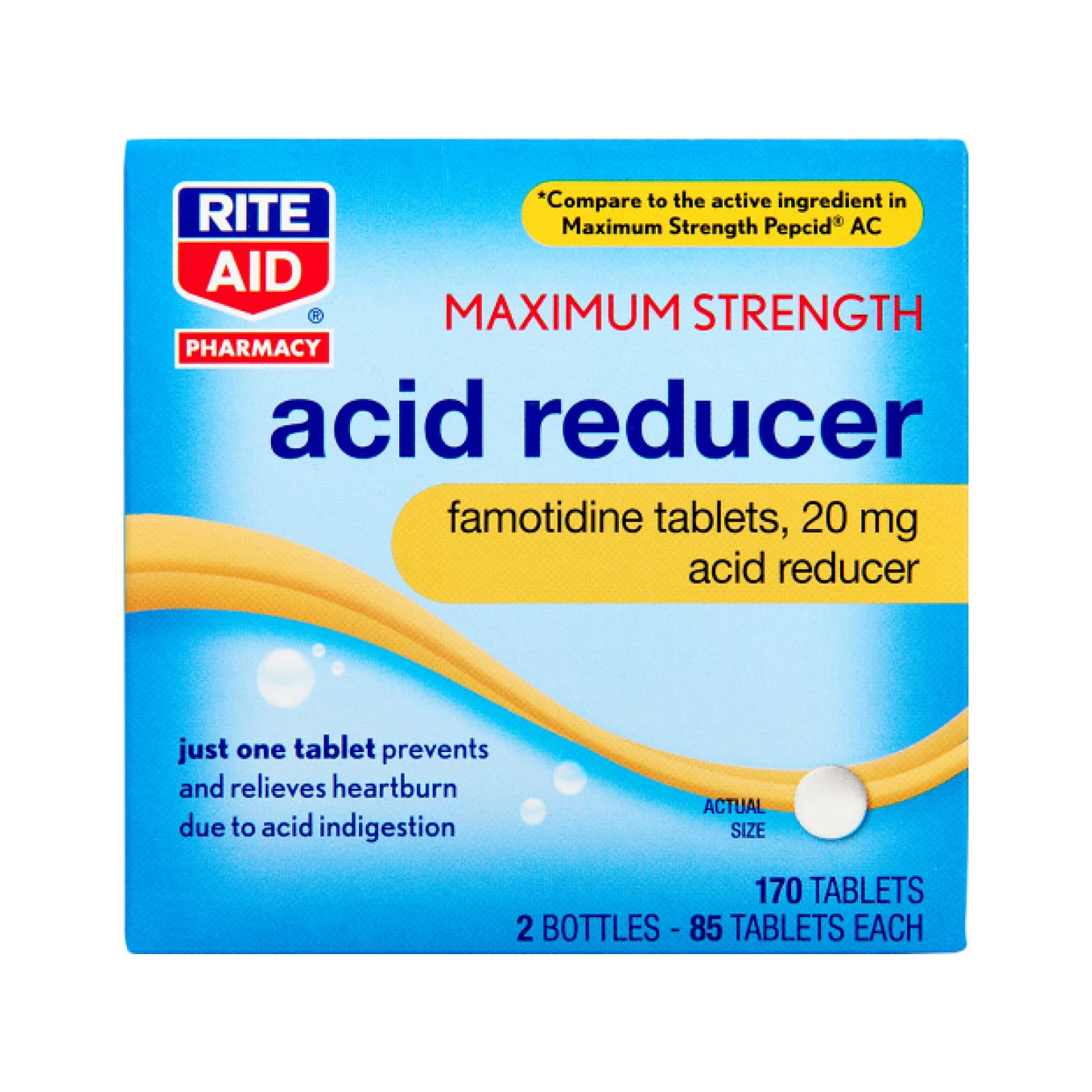 Rite Aid Acid Reducer Maximum Strength Famotidine Tablets 20 mg - 2 ...