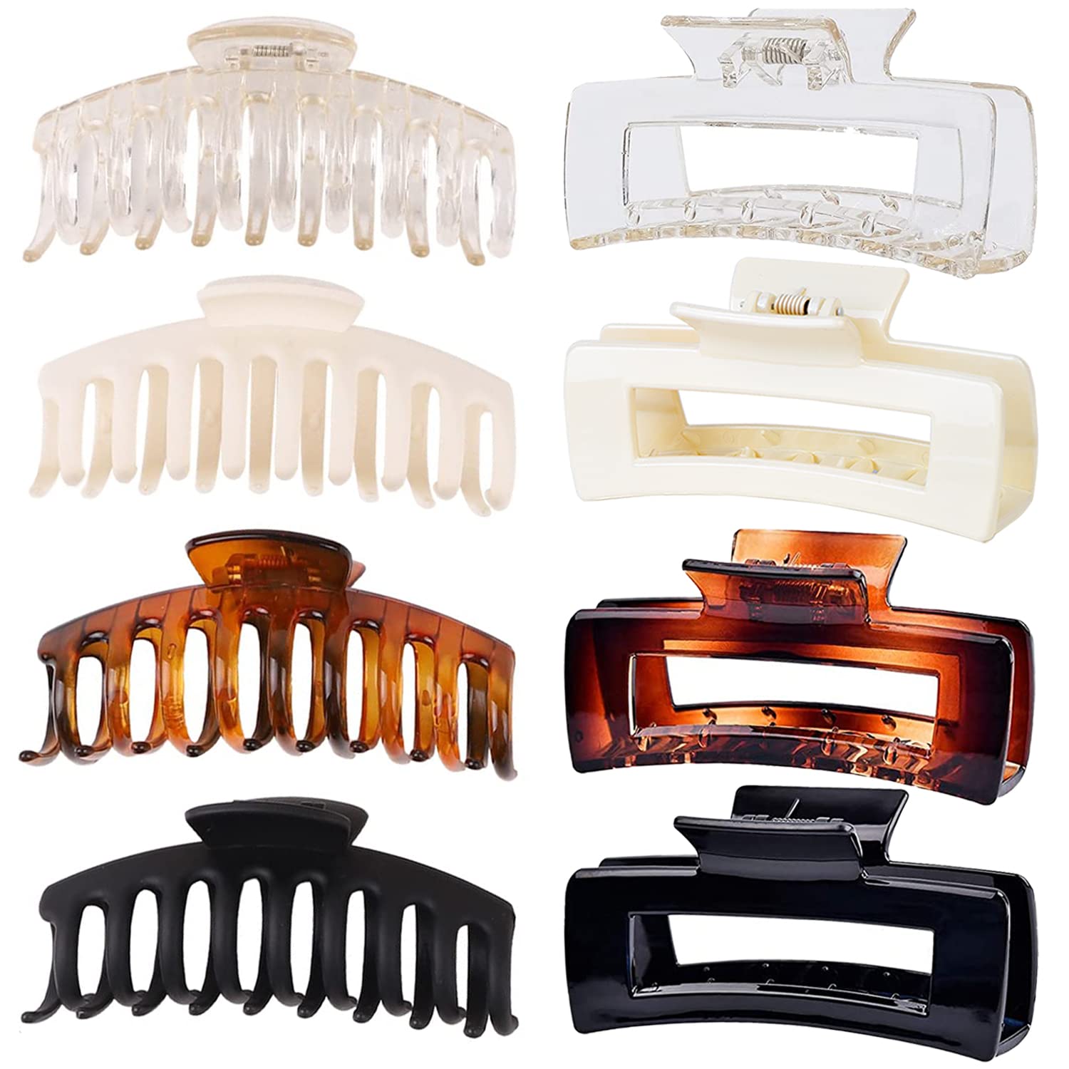 Large Hair Claw Clips 8 Pack Hair Clips, Big Rectangular Claw Clips 2 Styles For Thick Hair, Strong Hold Large Claw Clips, Large Hair Clips, Hair Clamps, Big Jaw Clips, Banana Hair Large Hair Claw Clips 8 Pack Hair Clips, Big Rectangular Claw Clips 2 Styles For Thick Hair, Strong Hold Large Claw Clips, Large Hair Clips, Hair Clamps, Big Jaw Clips, Banana Hair