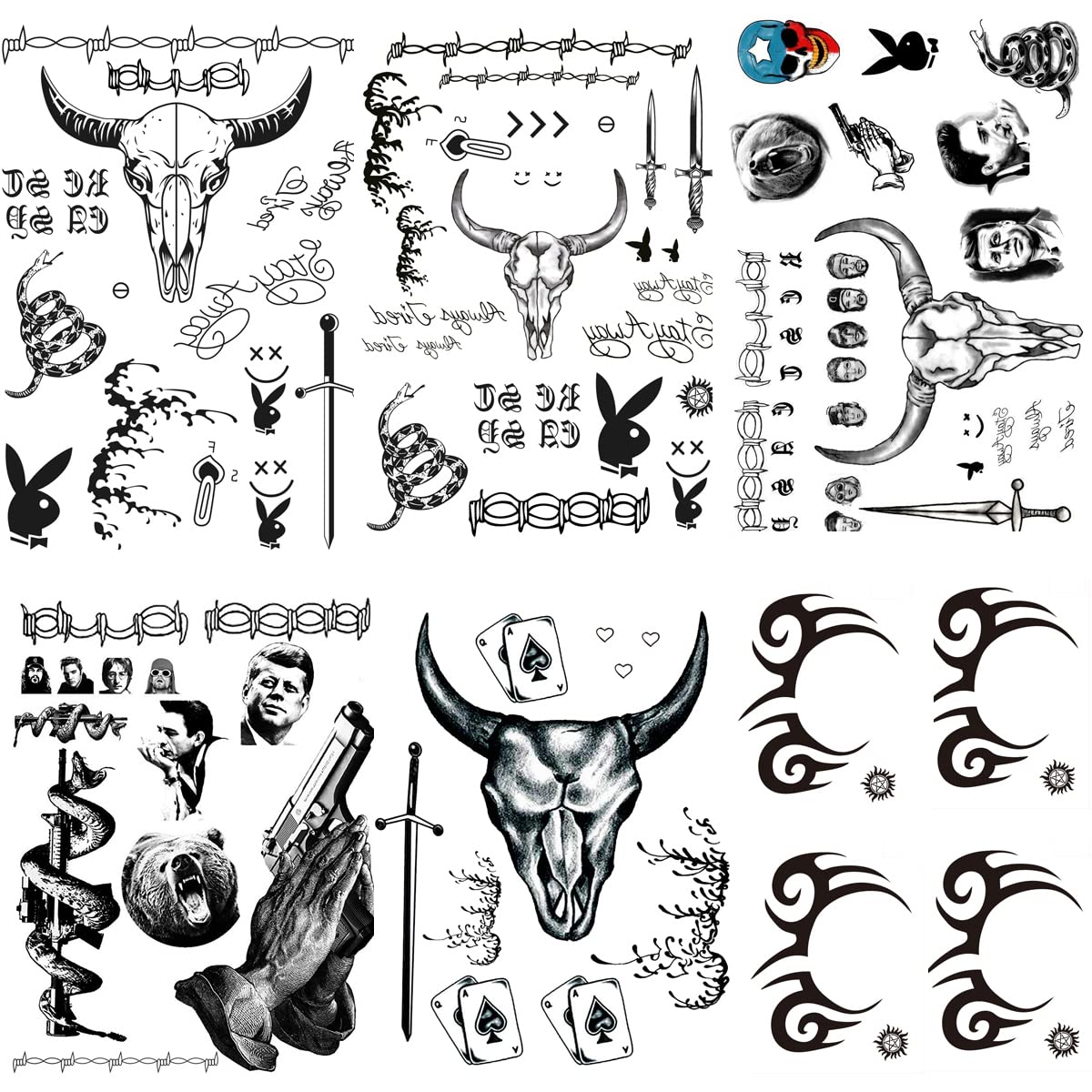 Prisoner Tattoos Temporary Face Tattoos Neck Hands Arm Playboy Bunny Tattoo  F