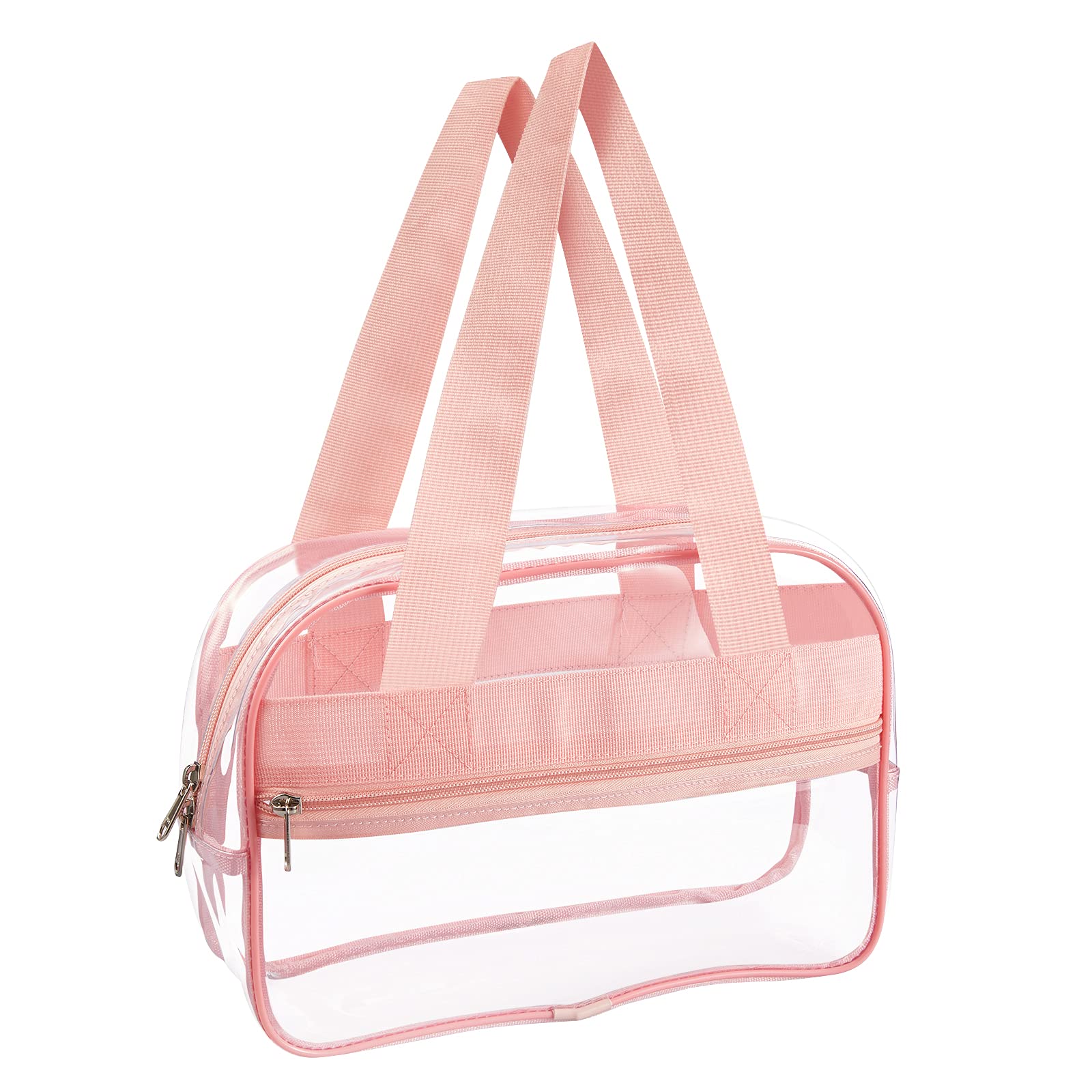 Clear Tote Bag, EEEkit Clear Makeup and Toiletry Organizer, Stadium Approved Handbag, Waterproof PVC Transparent Travel Bag, Size: 10.6 x 4 x 7
