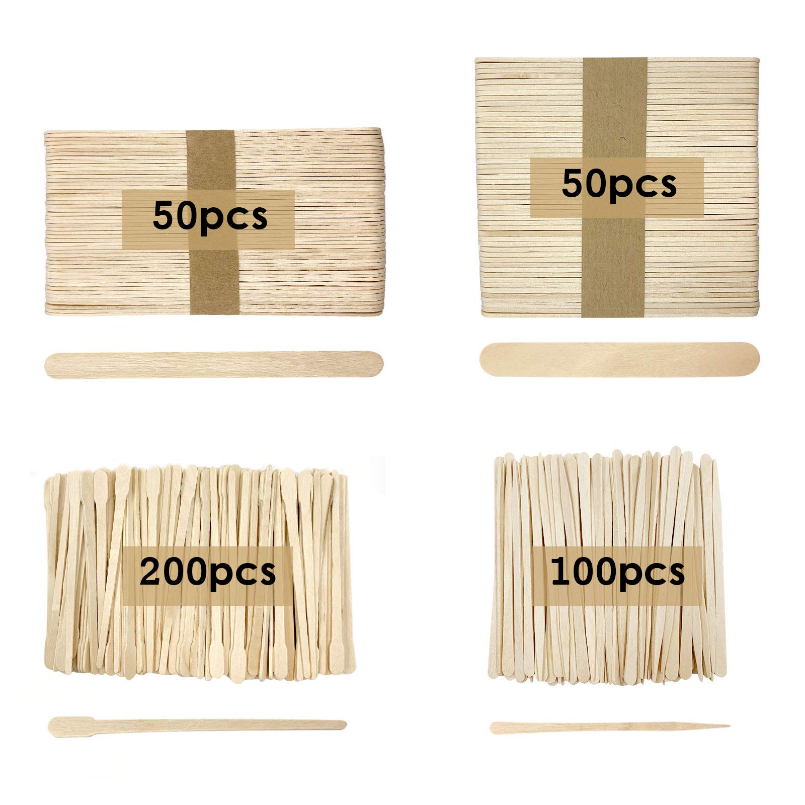 DOSIMIIN 100 Large Waxing Natural Wood Body Hair Removal Sticks Applicator, Craft DIY Size 6X3/4