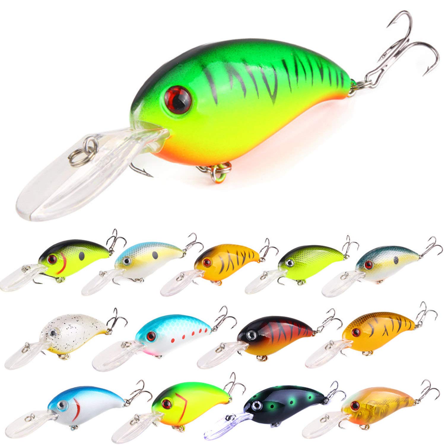 ZWMING Bass Crankbait Fishing Lures, Diving Fishing Lures Artificial Bait  with 3D Eyes, Lifelike Swimbait for