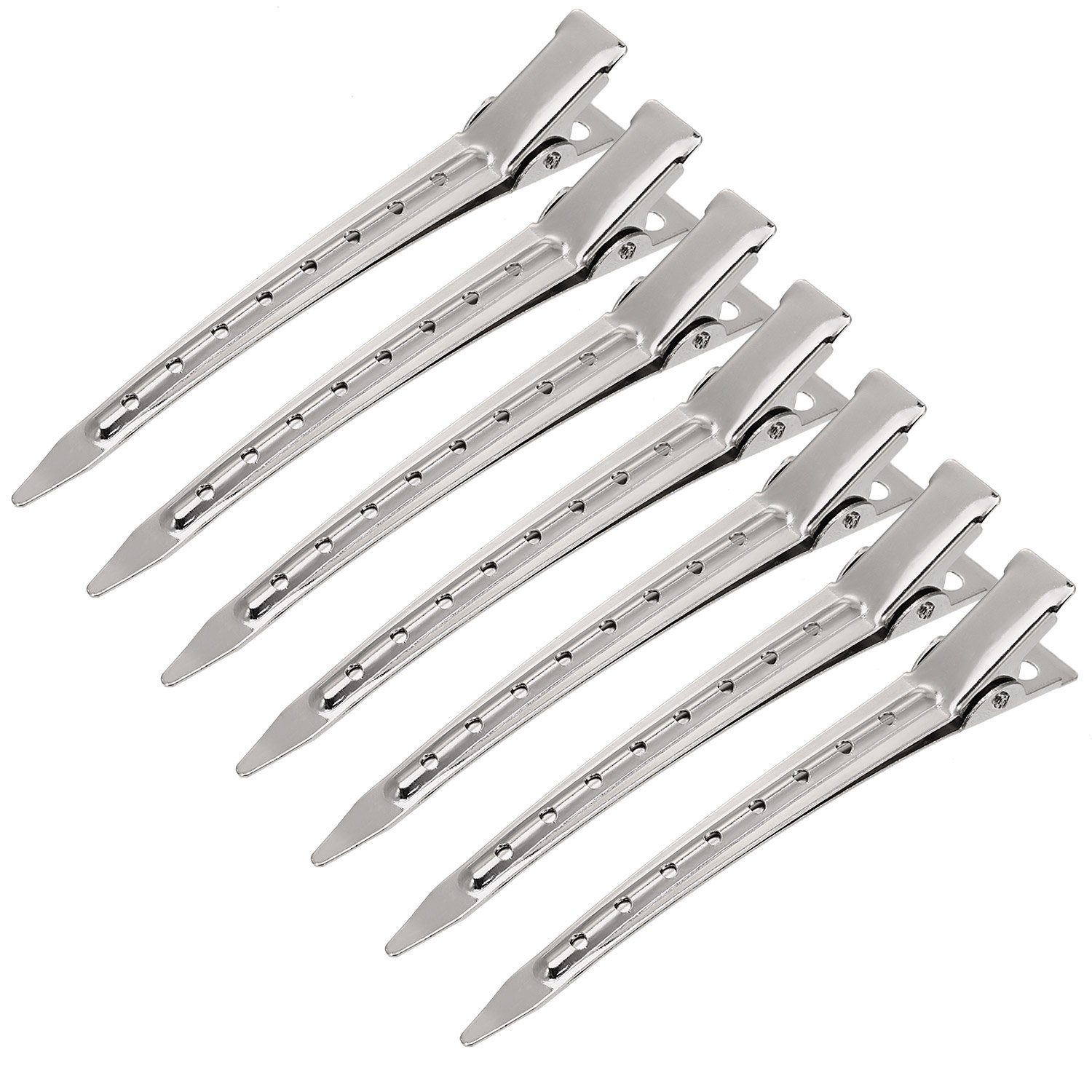 PHSZZ 65pcs Duck Billed Hair Clips for Styling Sectioning, Metal Silver Alligator Clips for Women, 3 Sizes for Roller, Pin Curl LOC Clips for Retwist, Salon