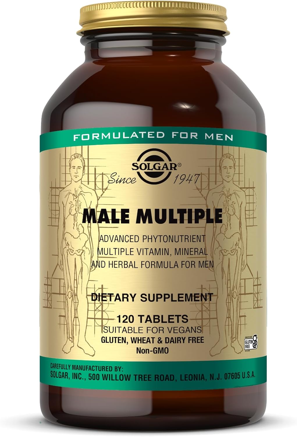 Solgar Male Multiple Multivitamin Mineral & Herbal Formula - 120 ...