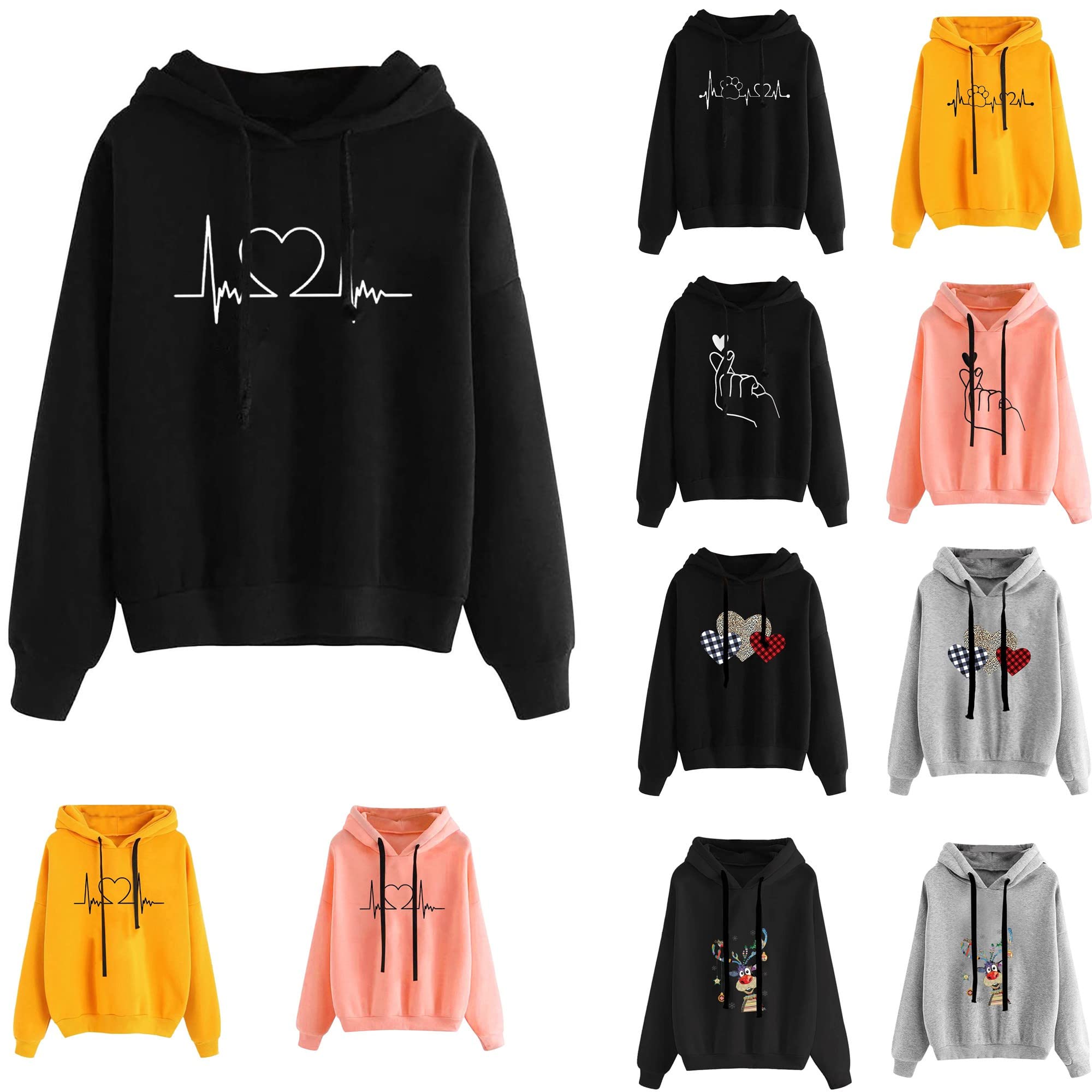 Womens Hoodies Trendy Women's Fashion Cute Graphic Print Clothes Hoodie  Comfy Casual Pullover Loose (Black, S) : : Clothing, Shoes &  Accessories