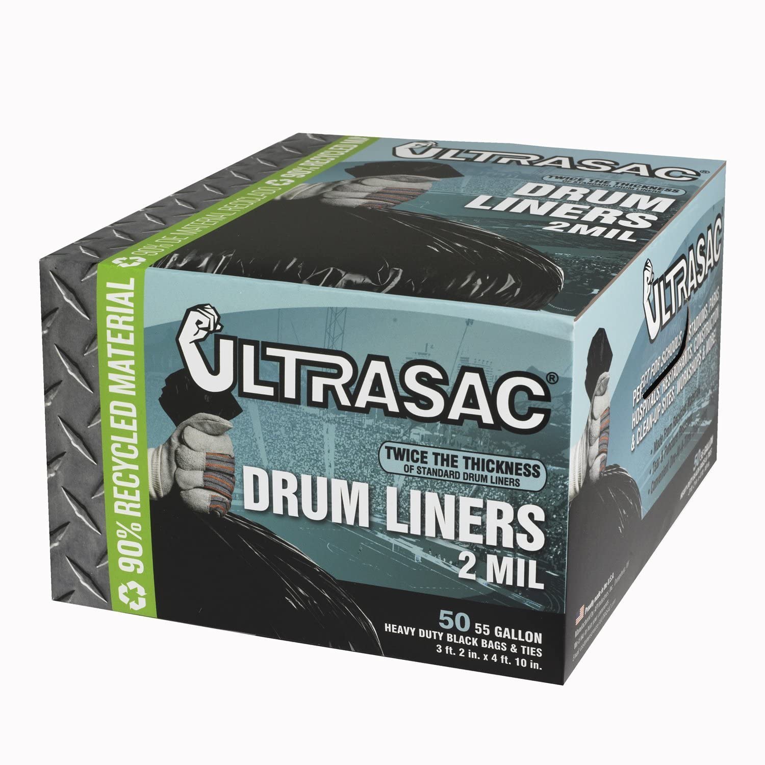 Ultrasac Contractor Trash Bags 50 Pack/w Ties Heavy Duty 3 Mil Black 33 Gallons