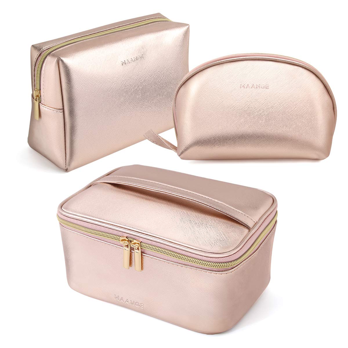 Travel Makeup Bag - Designer Cosmetics Bag with Rose Gold Zipper - Makeup  Case