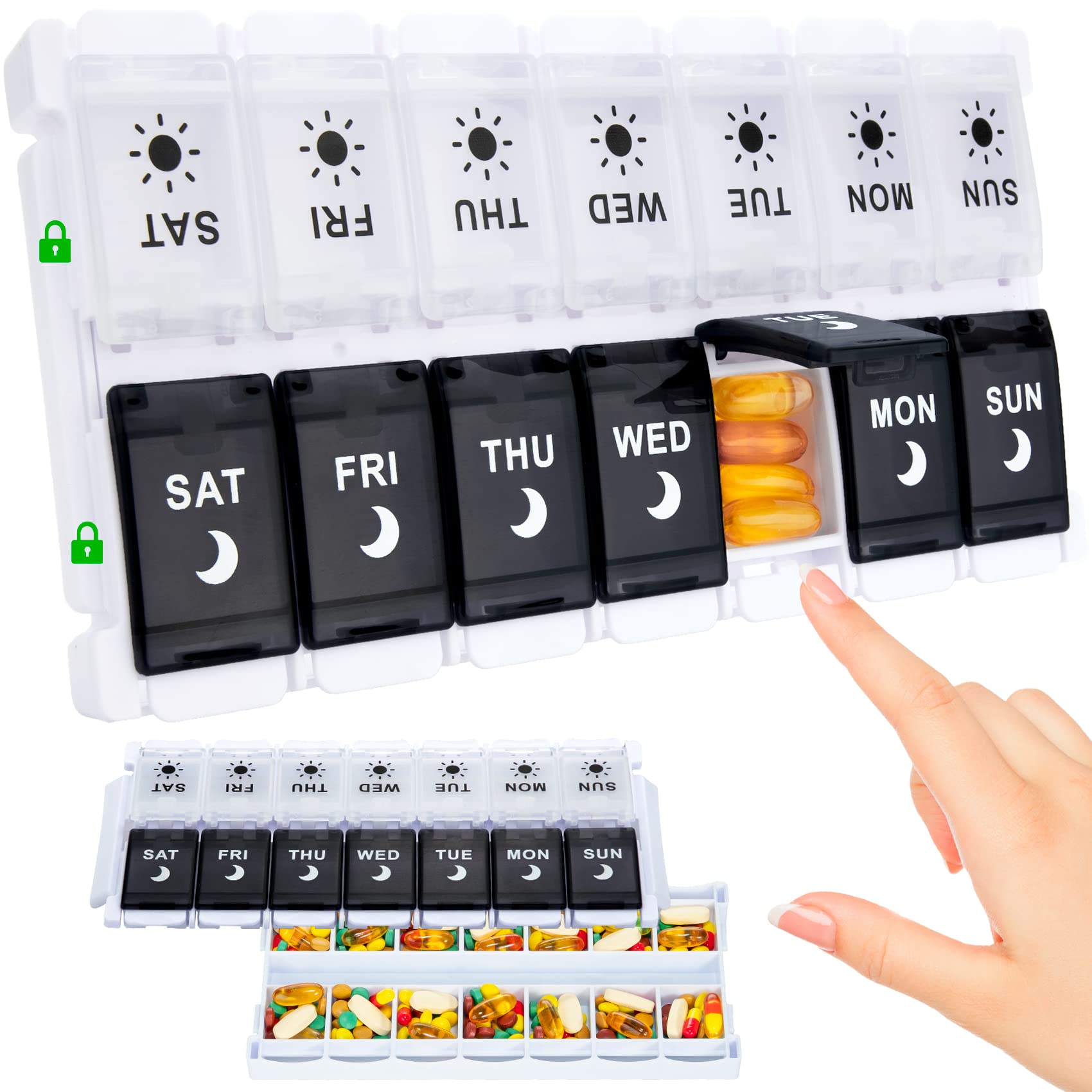 7 Day Pill Organizer Am Pm 7 Day AM PM Pill Organizer - 14 Day Weekly Pill Box for Fish Oil