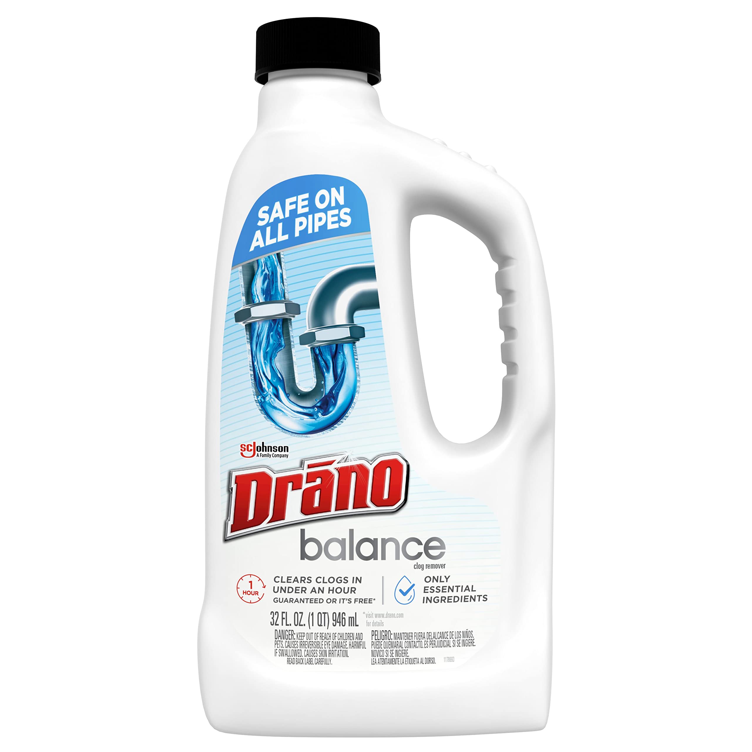 Drano Balance Drain Clog Remover and Cleaner, Non-Corrosive, Formulated  Using Only Essential Ingredients, 32 Fl Oz