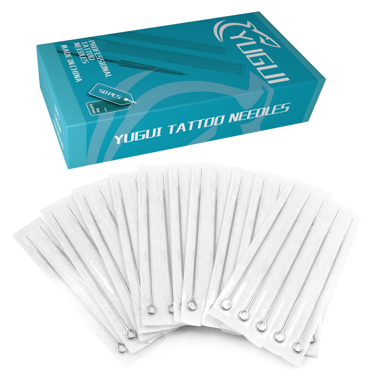 Yugui 50Pcs Stick and Poke Needles - Mixed 3RL 5RL 7RL 9RL 3RS 5RS