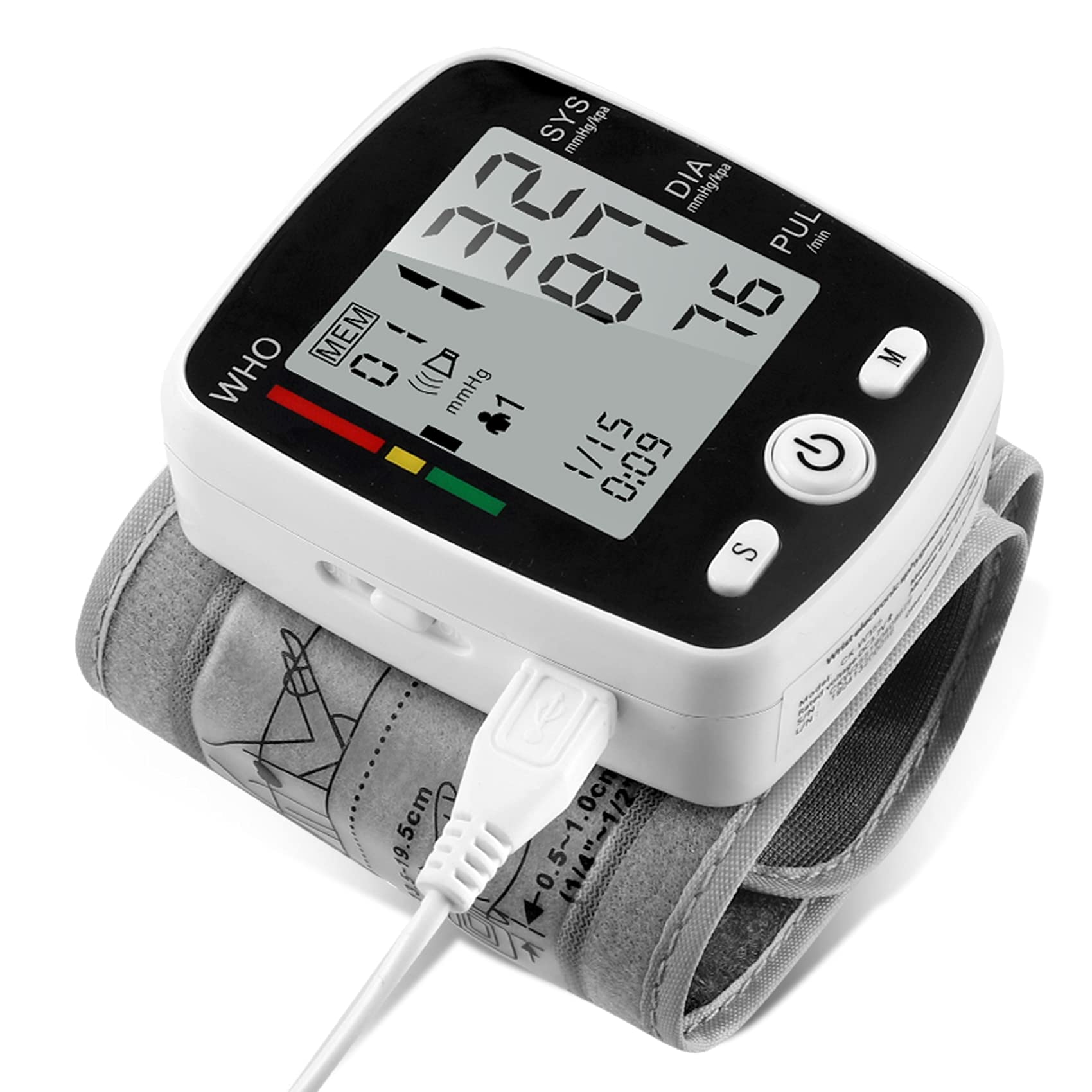potulas Blood Pressure Monitor, Wrist Blood Pressure Cuff Monitor with USB  Charging, Automatic Digital BP Machine,Voice Broadcast, Large Display Screen