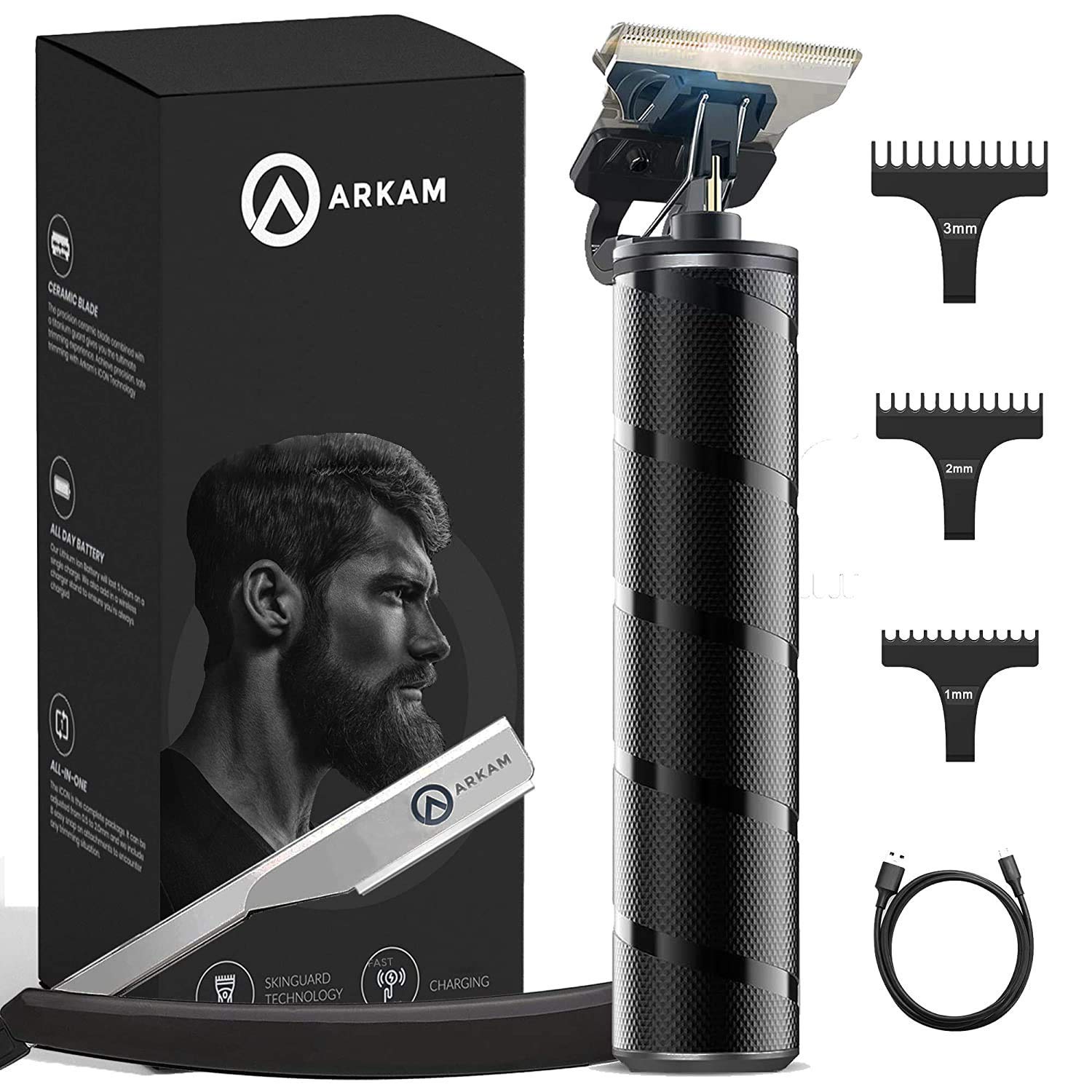 Arkam Beard Trimmer for Men Cordless, WaterResistant Hair Grooming Kit for Head, Face & Body