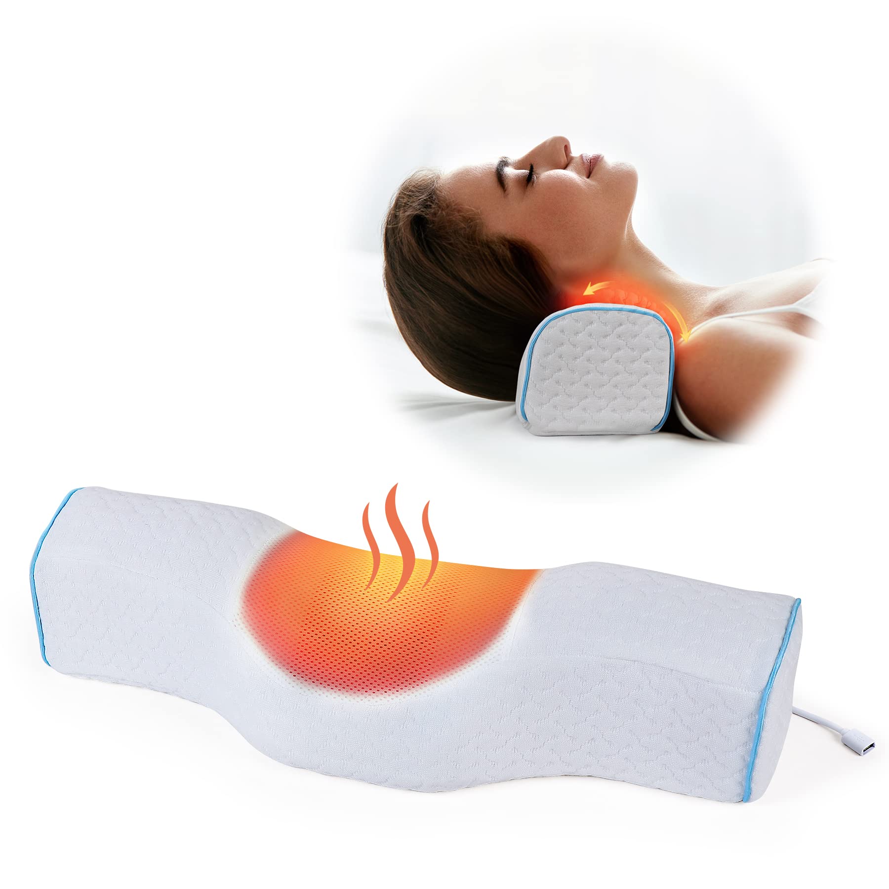 Neck Back Massager with Heat,Neck Support Pillow for Pain Relief