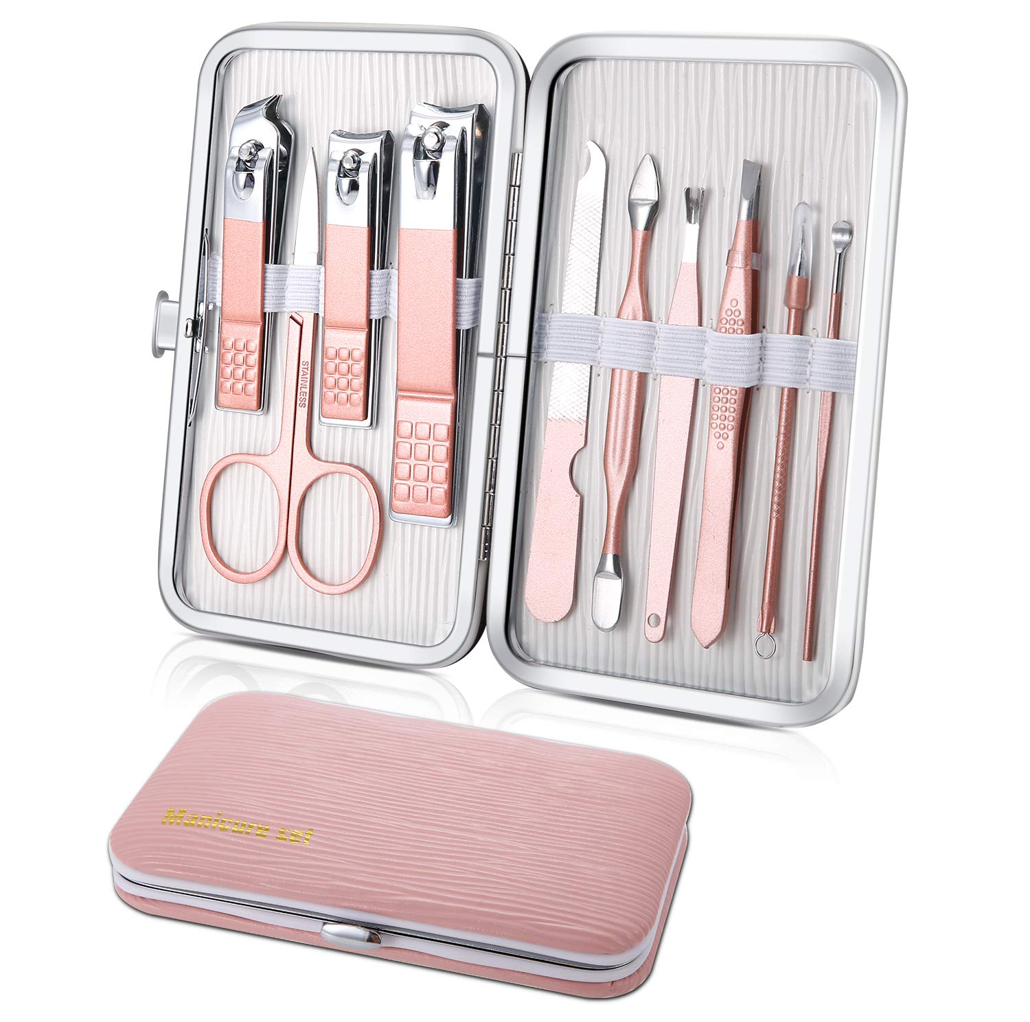 Hot Pink 4 Pc Manicure Set with Travel Case - Nail Care Kit | Surgical Mart