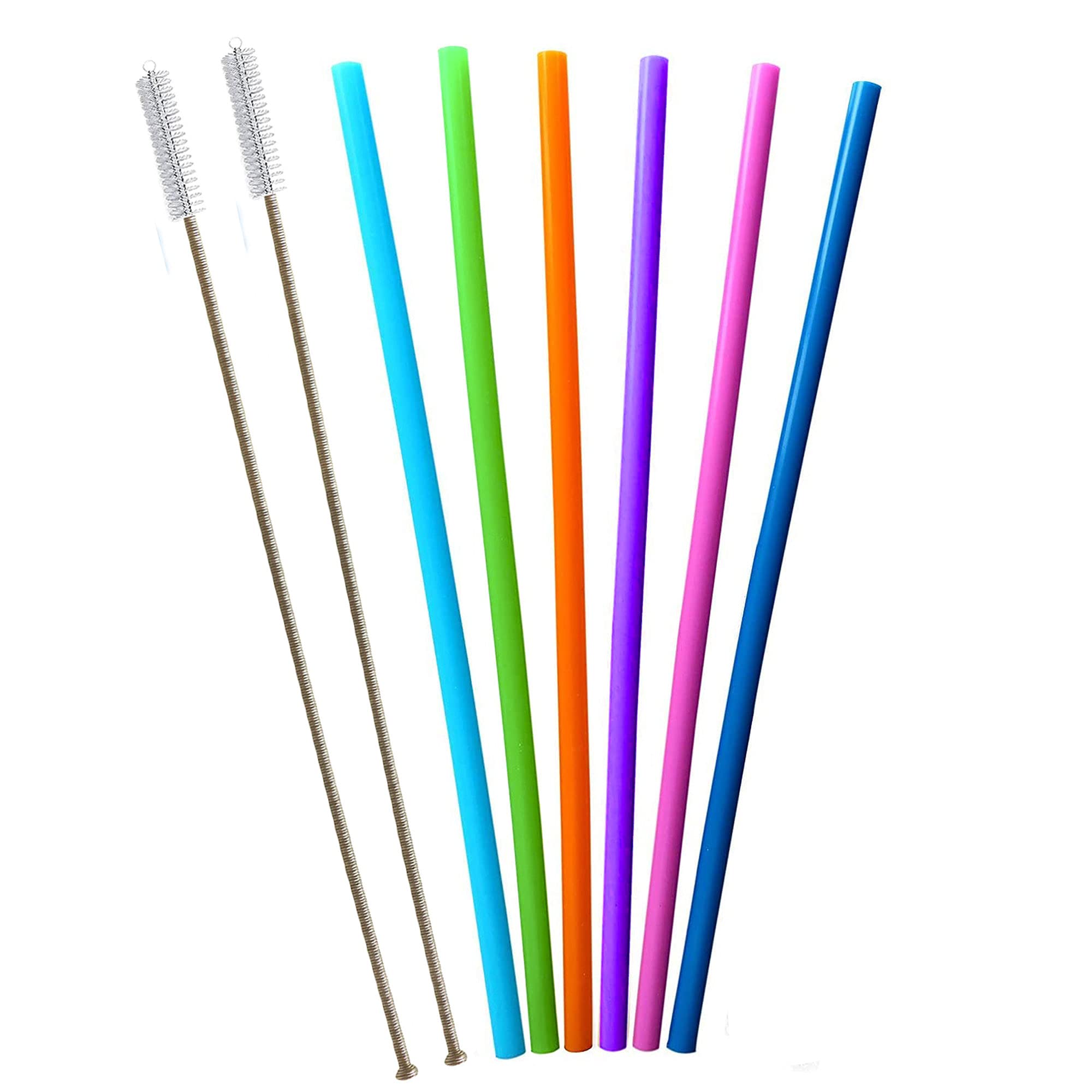 Casewin Set of 12 Large Reusable Silicone Straws, Thick Smoothie