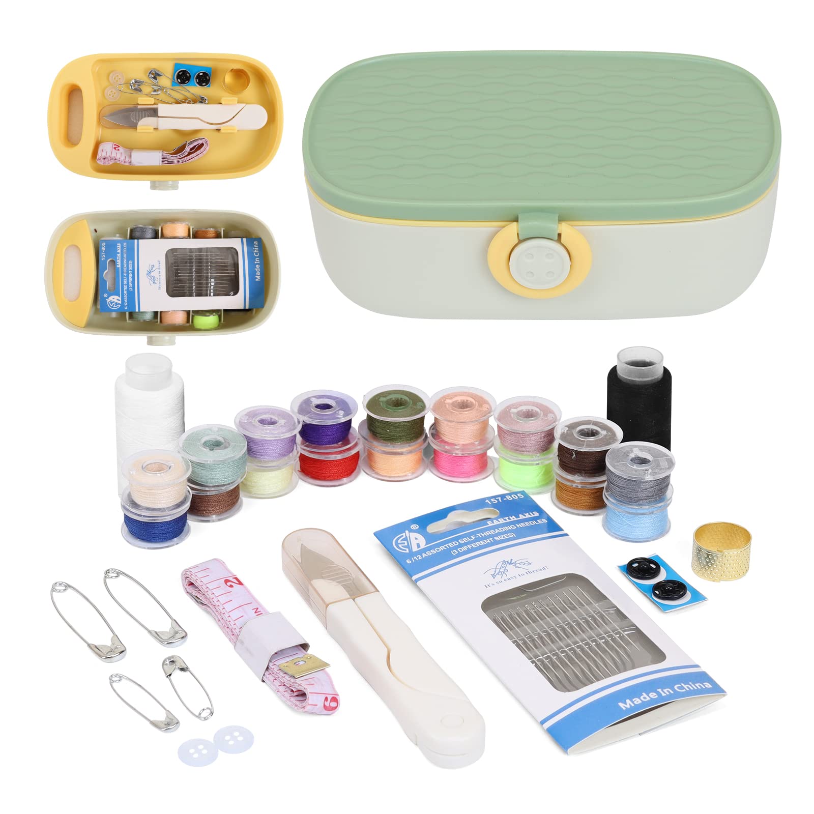 Sewing Project Kit, Portable Family Sewing Supplies Repair Kit, Premium  Traveler Sewing Kit Sewing Thread Accessories DIY Sewing Supplies Organizer  Plastic Sewing Box Needle Green
