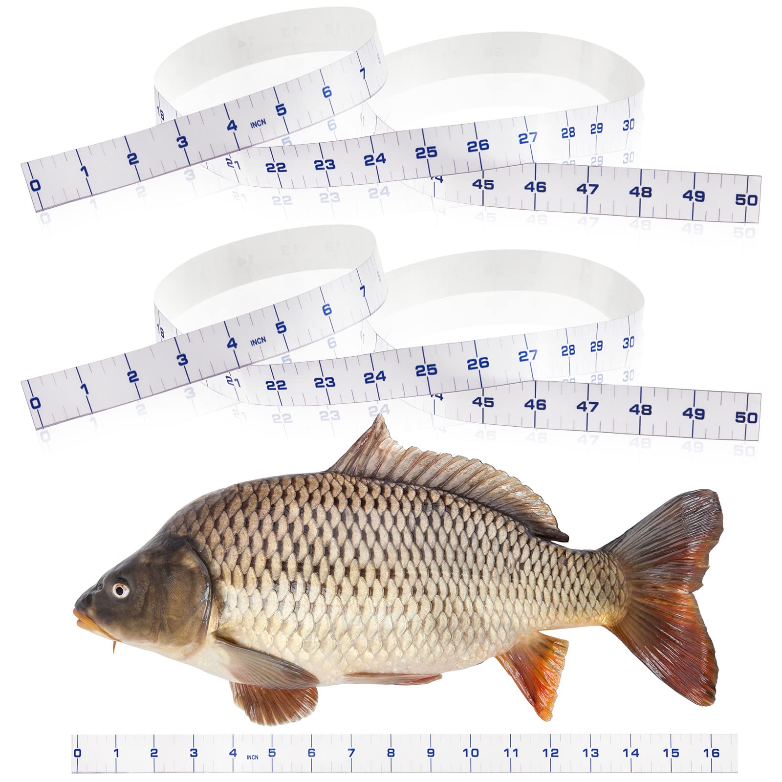 2 Rolls Fish Ruler 50 Inch Self Adhesive Measuring Tape Waterproof
