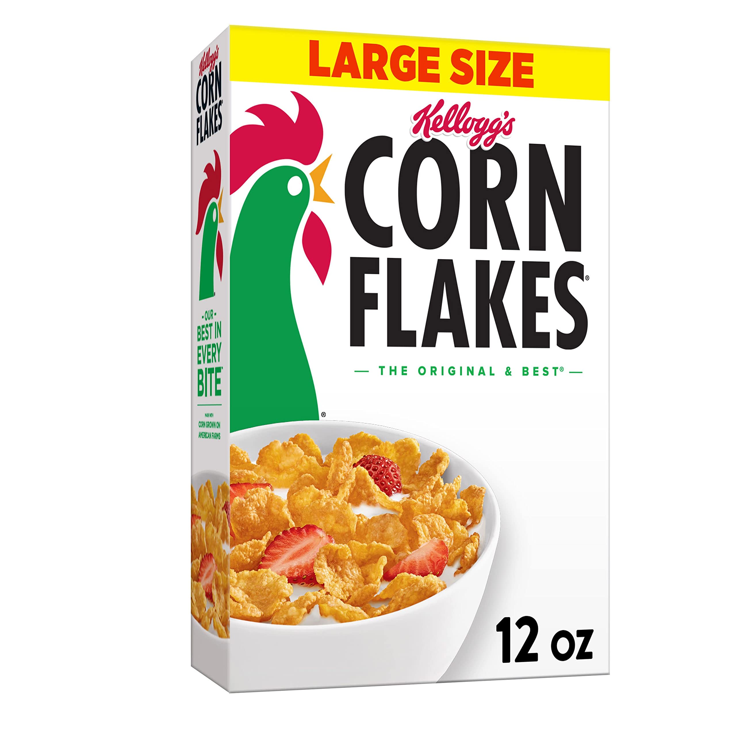  Kellogg's Corn Flakes Breakfast Cereal, 8 Vitamins and  Minerals, Healthy Snacks, Original, 36oz Box (2 Bags)