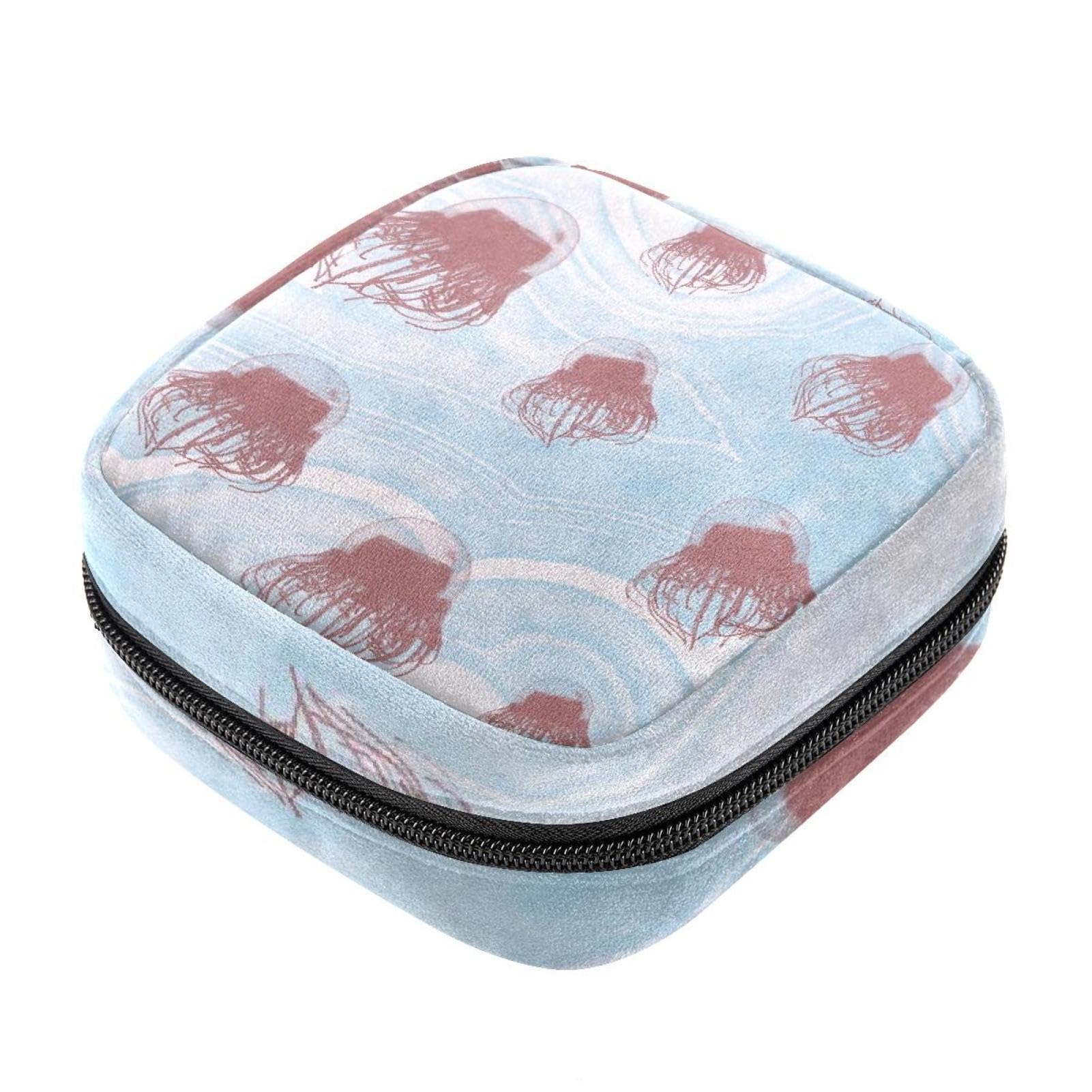 Period Pouch Portable Tampon Storage Bag,Tampon Holder for Purse Feminine  Product Organizer,Red Japanese Style Floral Pattern