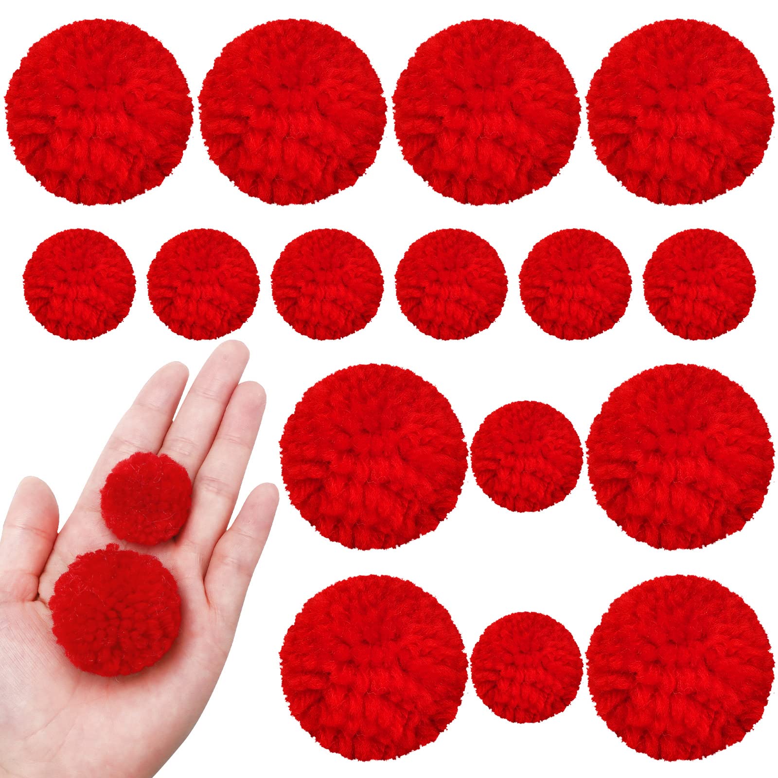 Syhood 30 Pcs Yarn Pom Poms Set Includes 20 Pcs 1 Inch Pompoms 10 Pcs 1.5  Inches Pompom Balls for Christmas Crafts White Red Fluffy Pompom Balls for  Xmas Party Decor Costume DIY Supplies (Red)