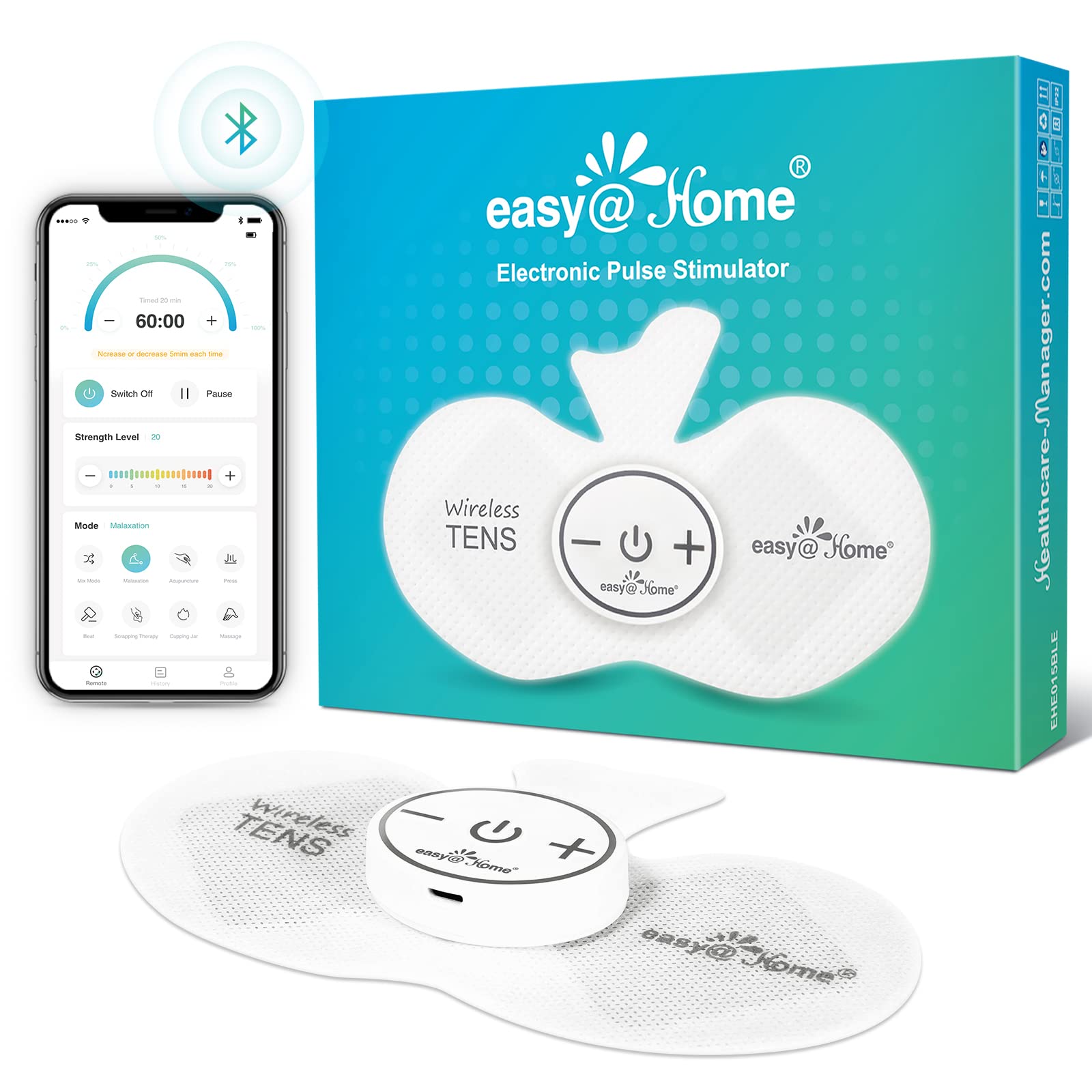 Easy@Home TENS Unit + EMS for Pain Relief & Muscle Massage