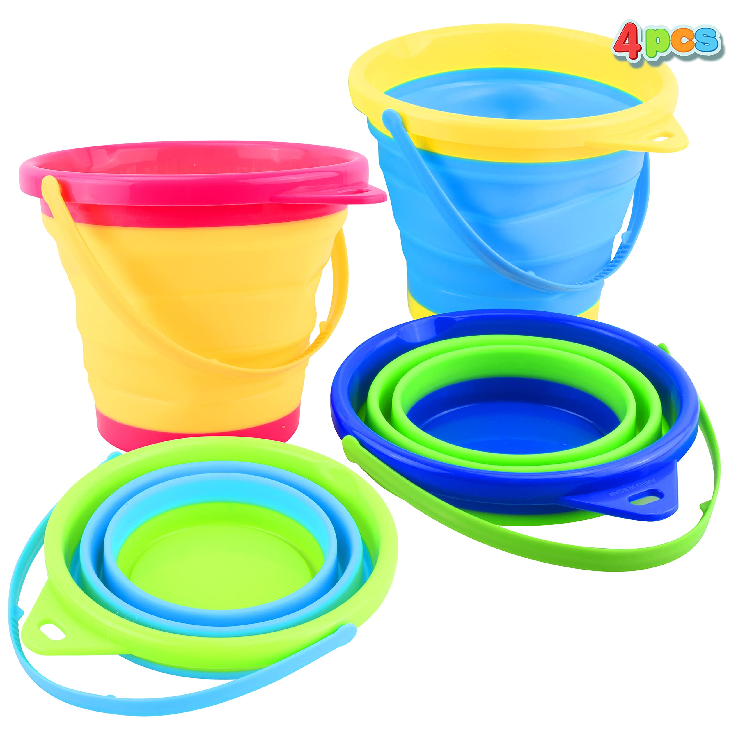 JOYIN 4 Collapsible Buckets & Basket for Kid, 2L Foldable Round